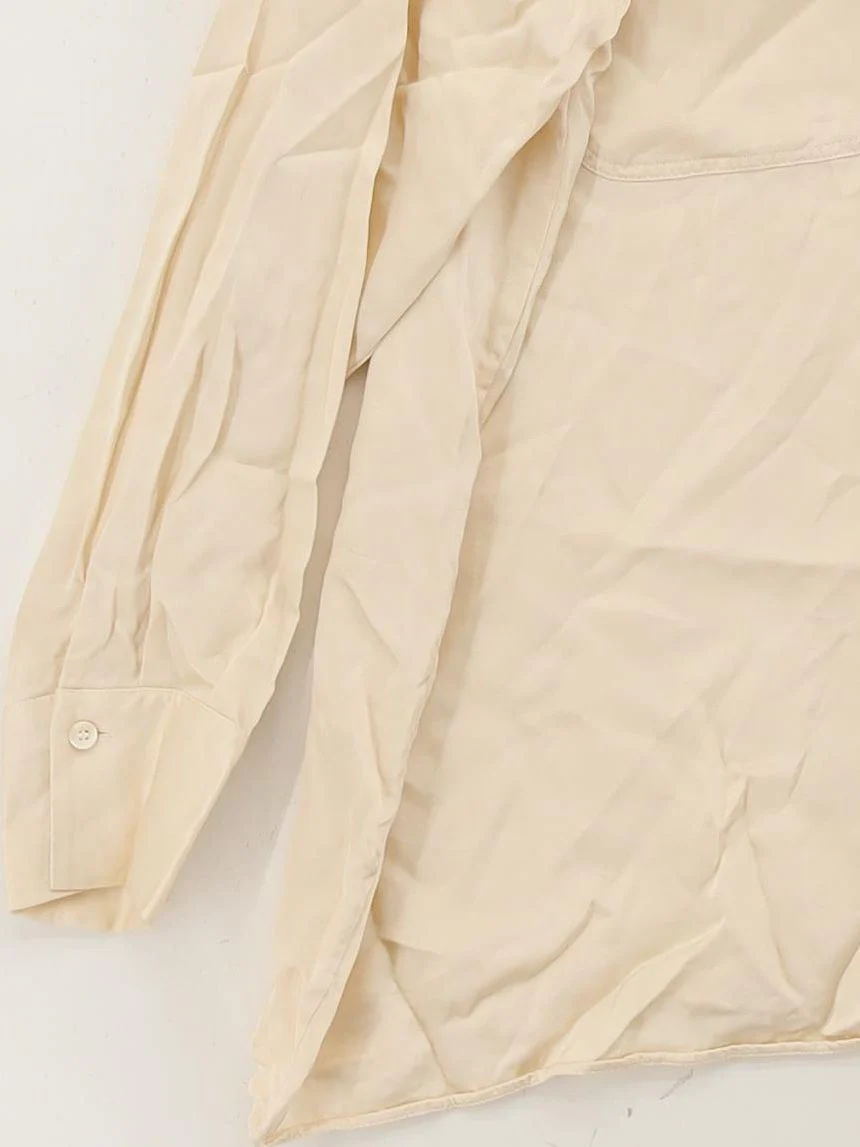 Sezane Women's Shirt UK 14 Cream 100% Viscose Long Sleeve Collared Basic - Image 4