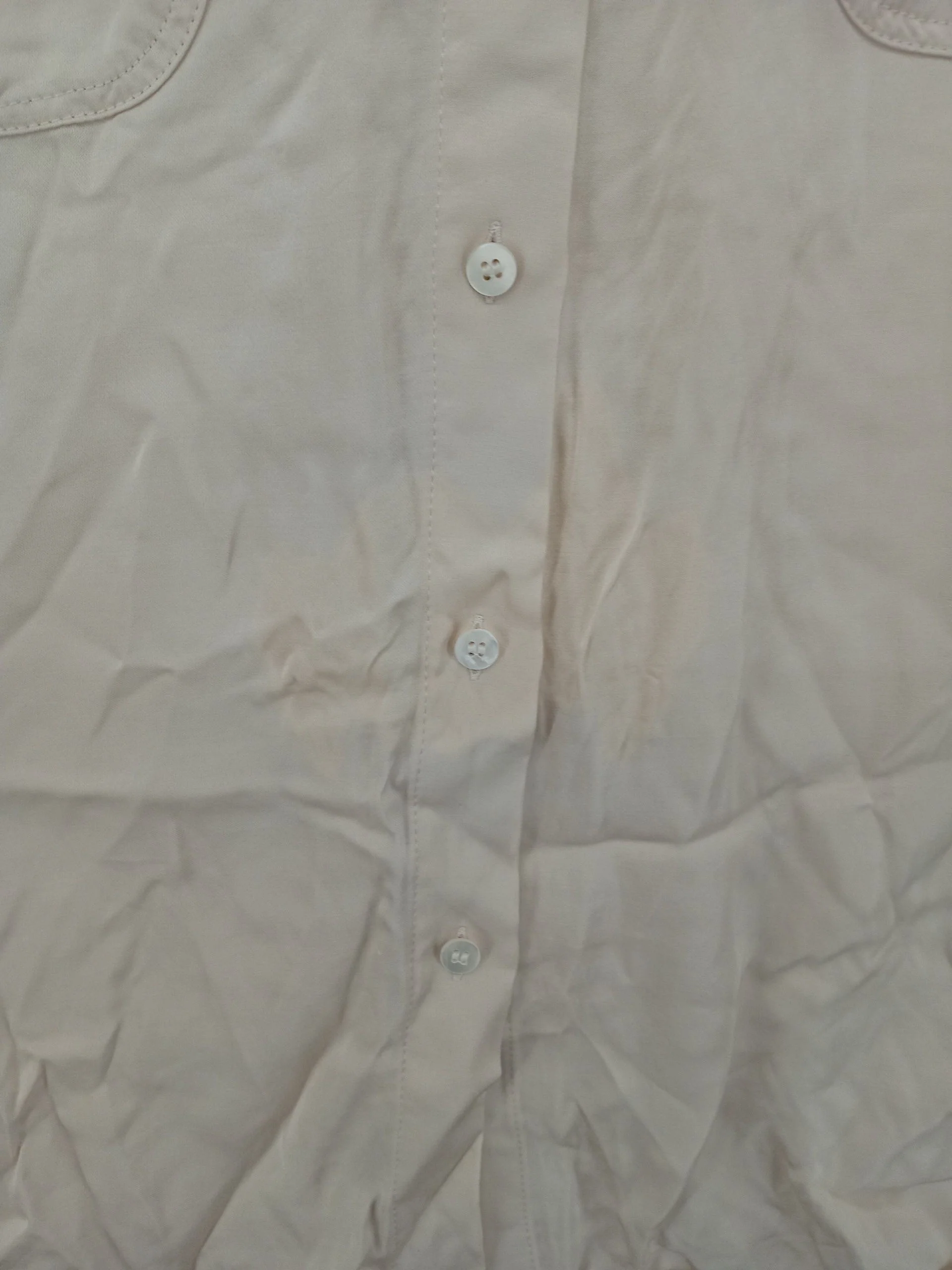 Sezane Women's Shirt UK 14 Cream 100% Viscose Long Sleeve Collared Basic - Image 5