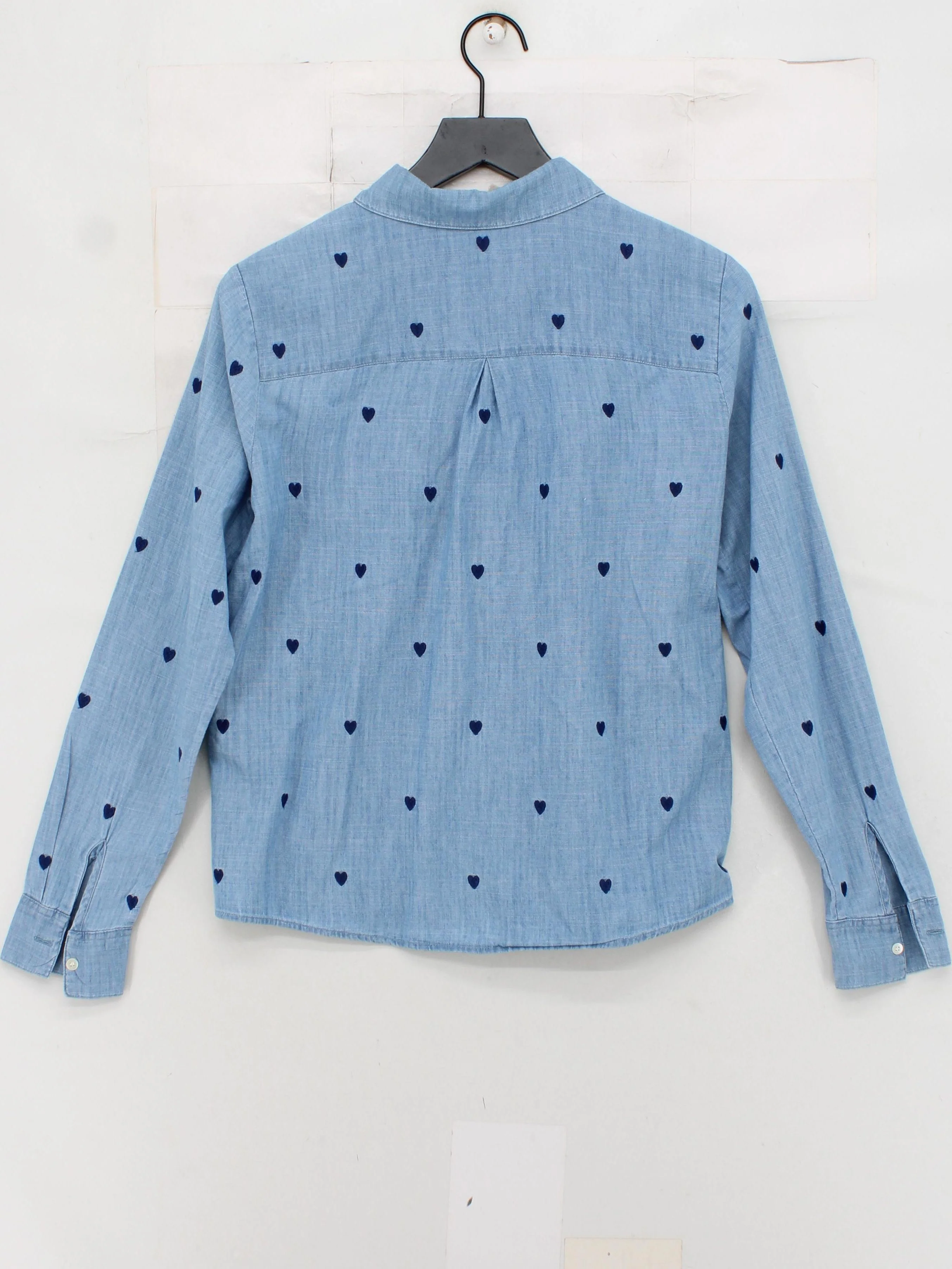 Sezane Women's Shirt UK 8 Blue Cotton with Polyester Long Sleeve Collared Basic - Image 2