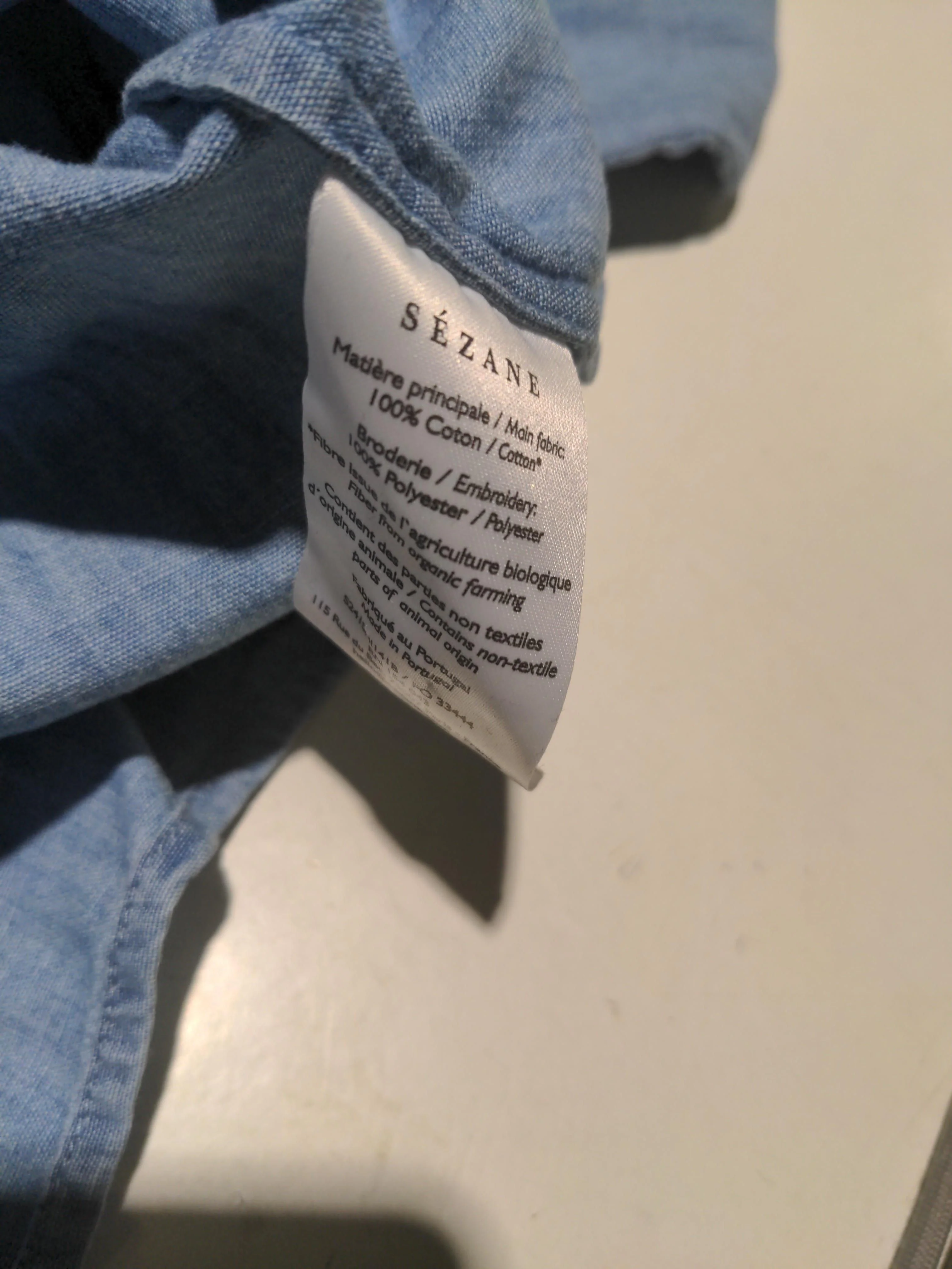 Sezane Women's Shirt UK 8 Blue Cotton with Polyester Long Sleeve Collared Basic - Image 6