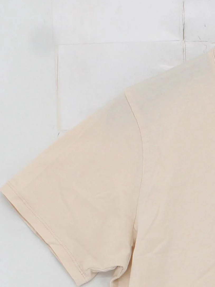 Sezane Women's T-Shirt S Cream Graphic 100% Cotton Short Sleeve Round Neck Basic - Image 4
