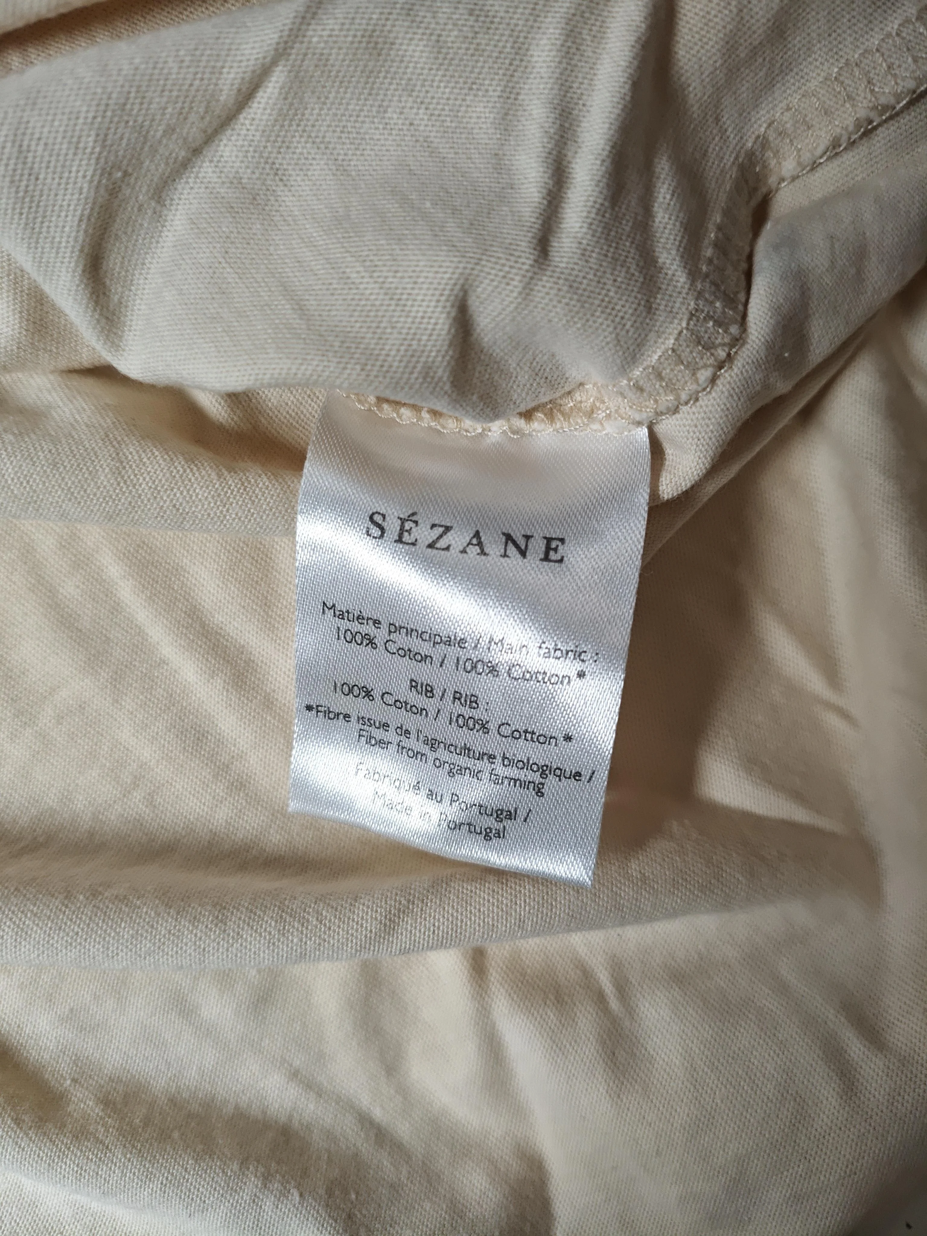 Sezane Women's T-Shirt S Cream Graphic 100% Cotton Short Sleeve Round Neck Basic - Image 7