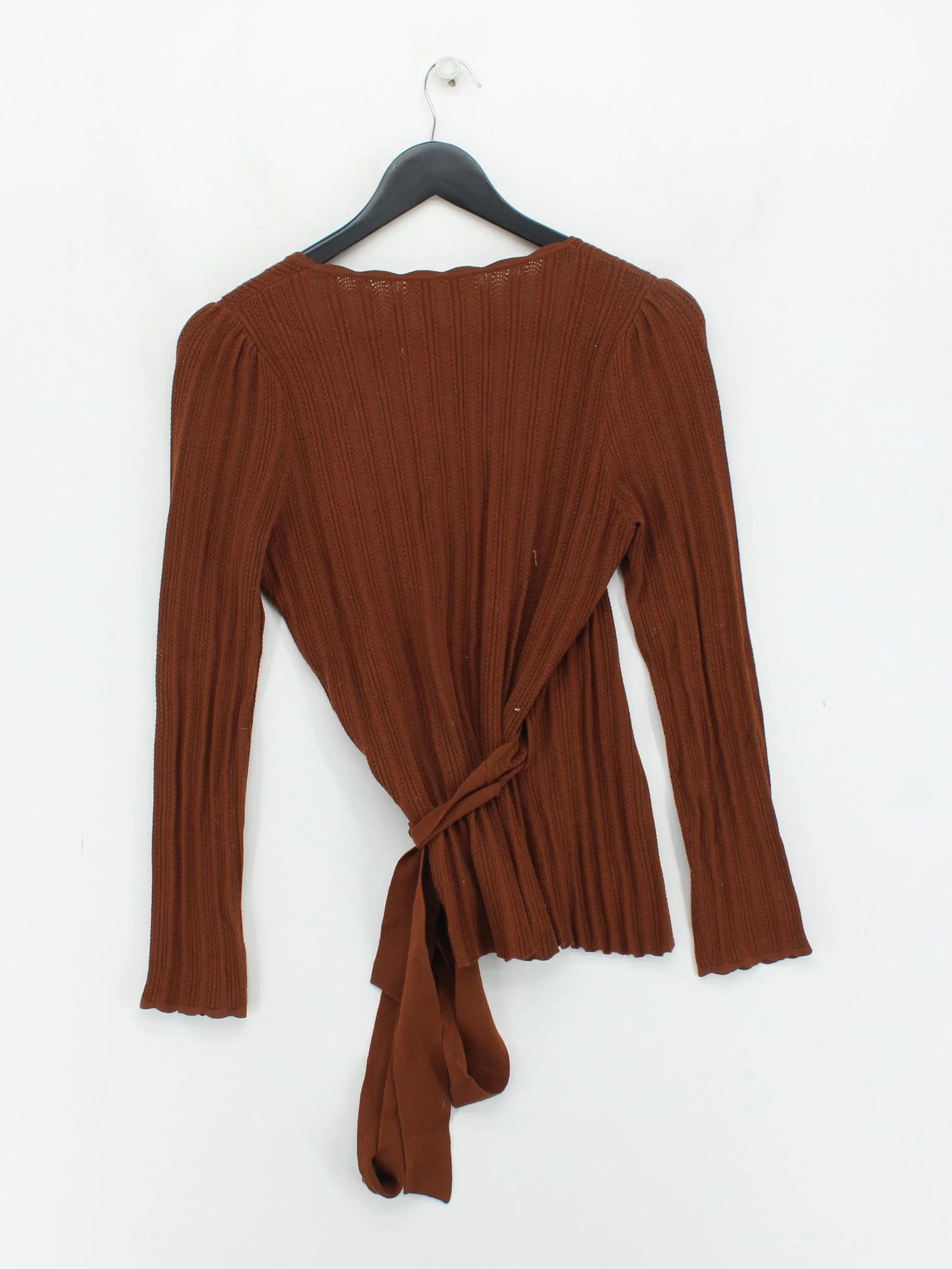 Sezane Women's Top M Brown 100% Other Long Sleeve V-Neck Basic - Image 2