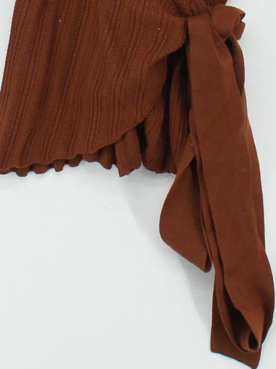 Sezane Women's Top M Brown 100% Other Long Sleeve V-Neck Basic - Image 4