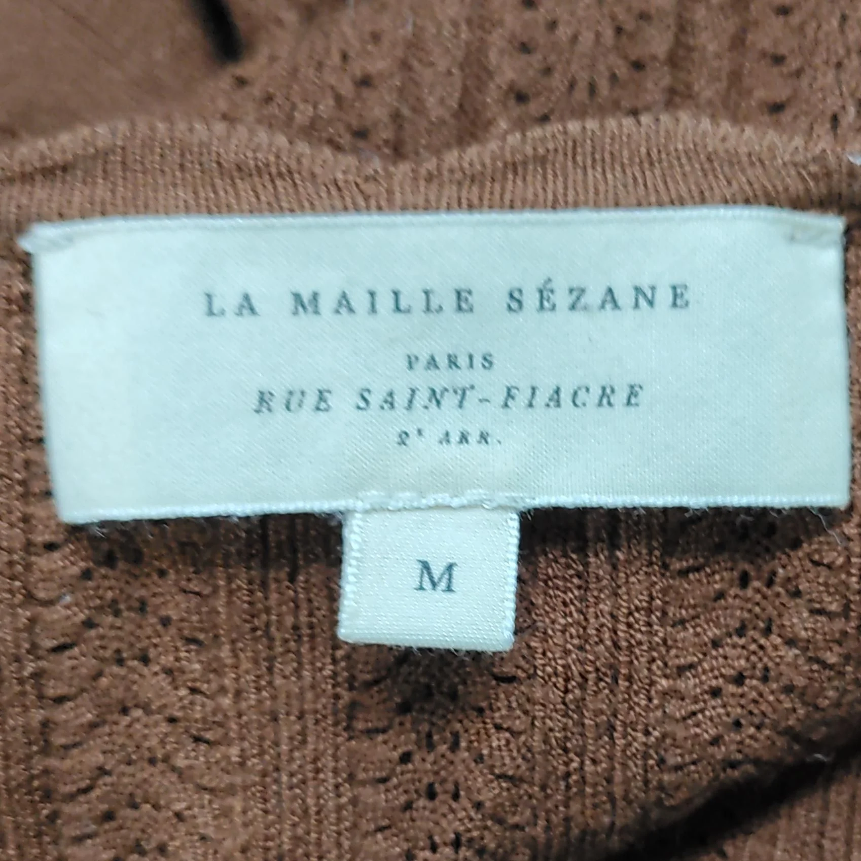 Sezane Women's Top M Brown 100% Other Long Sleeve V-Neck Basic - Image 5