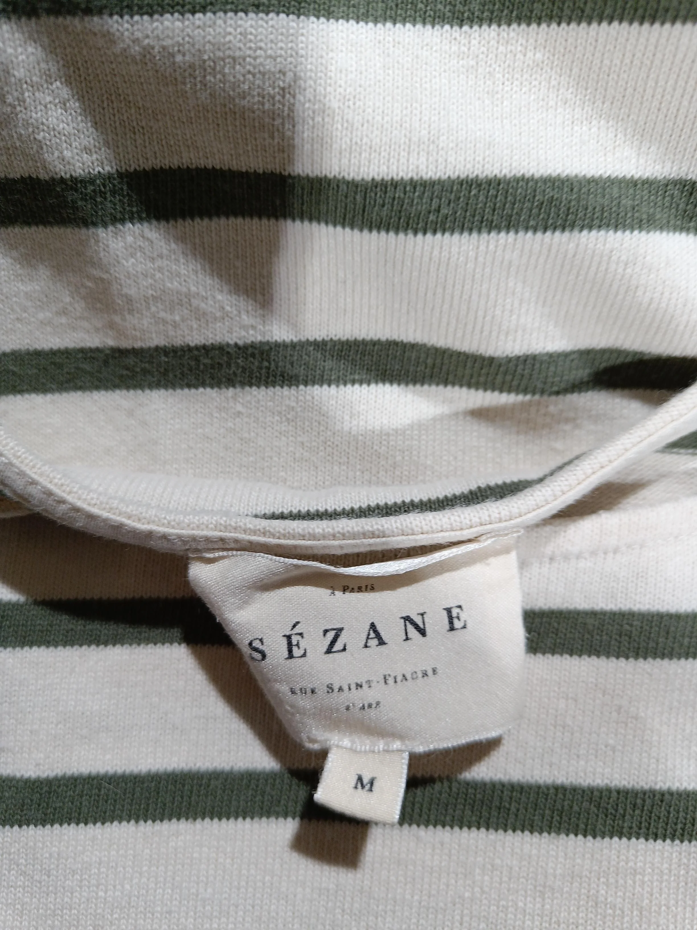 Sezane Women's Top M Multi Striped 100% Cotton Long Sleeve Round Neck Basic - Image 6