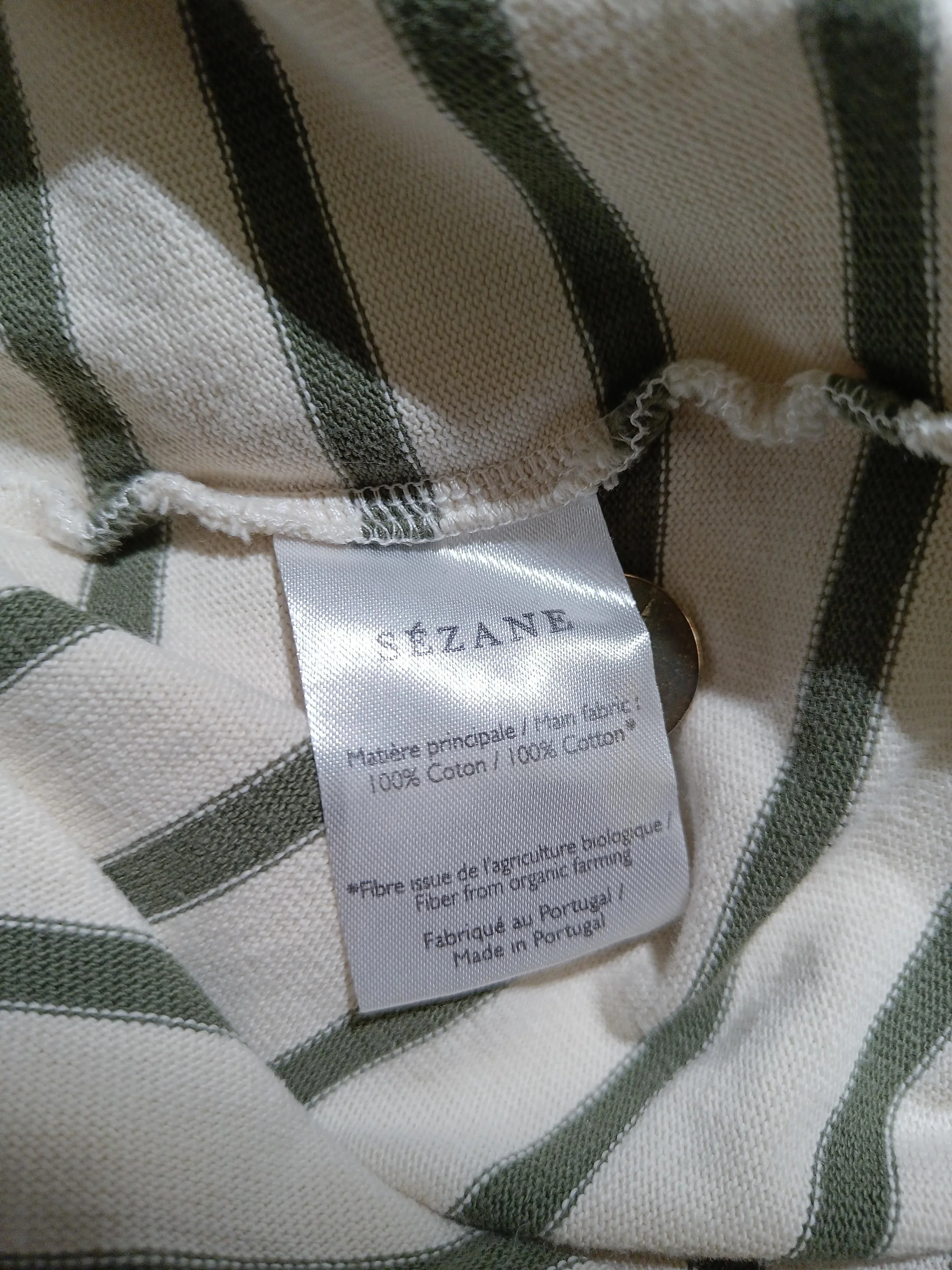 Sezane Women's Top M Multi Striped 100% Cotton Long Sleeve Round Neck Basic - Image 7