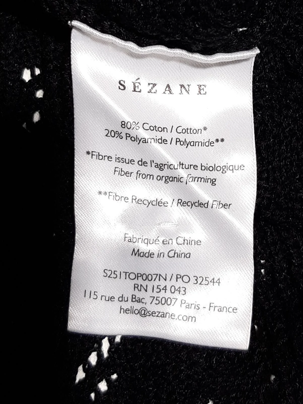 Sezane Women's Top S Black Cotton with Polyamide Sleeveless Square Neck Basic - Image 6