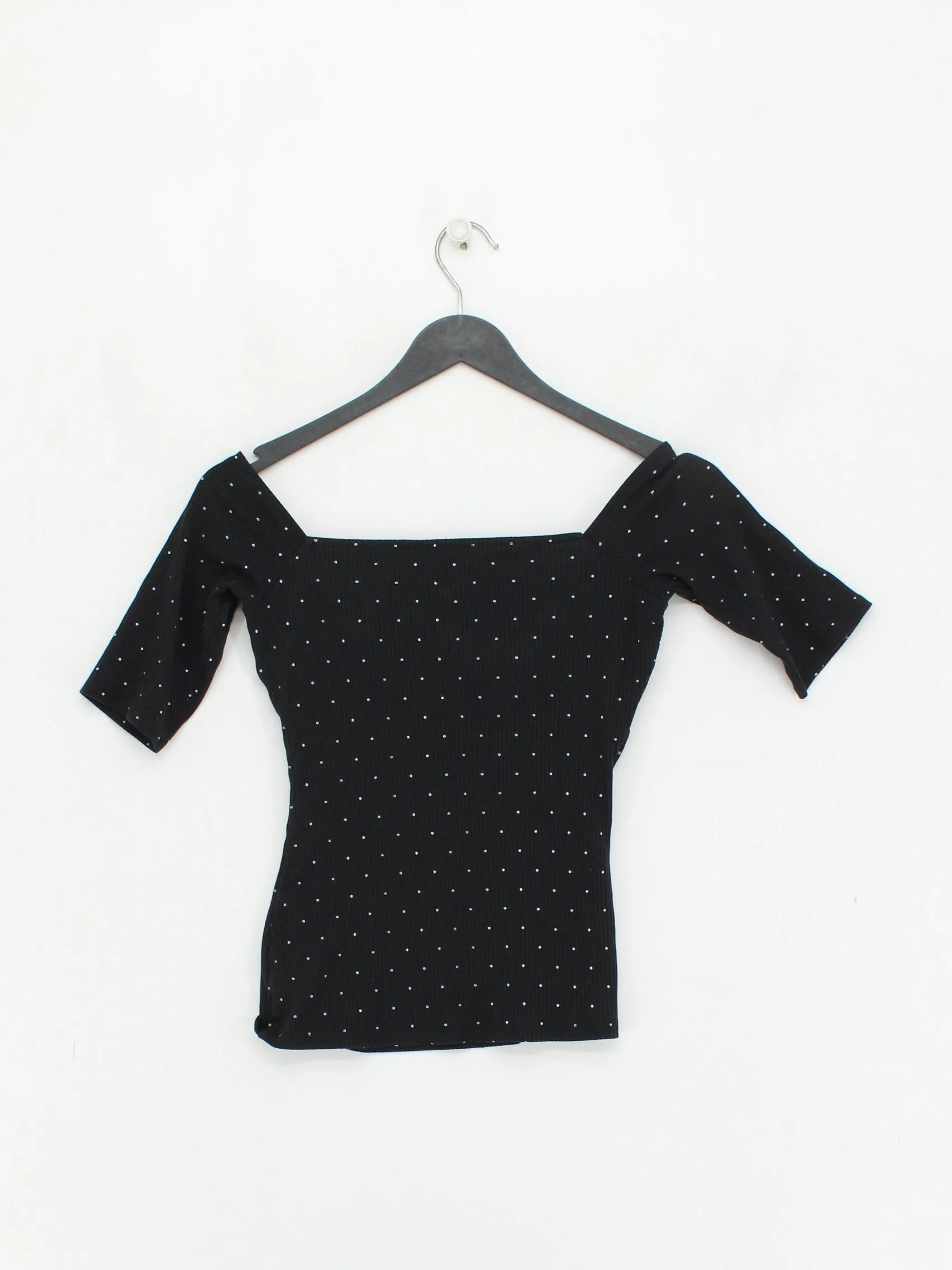 Sezane Women's Top S Black Cotton with Polyester, Elastane Basic - Image 2
