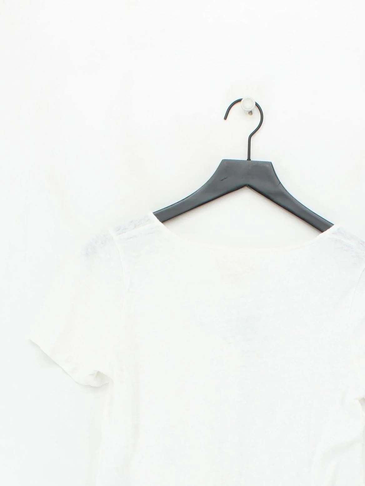 Sezane Women's Top S White Cotton with Linen Short Sleeve V-Neck Basic - Image 2