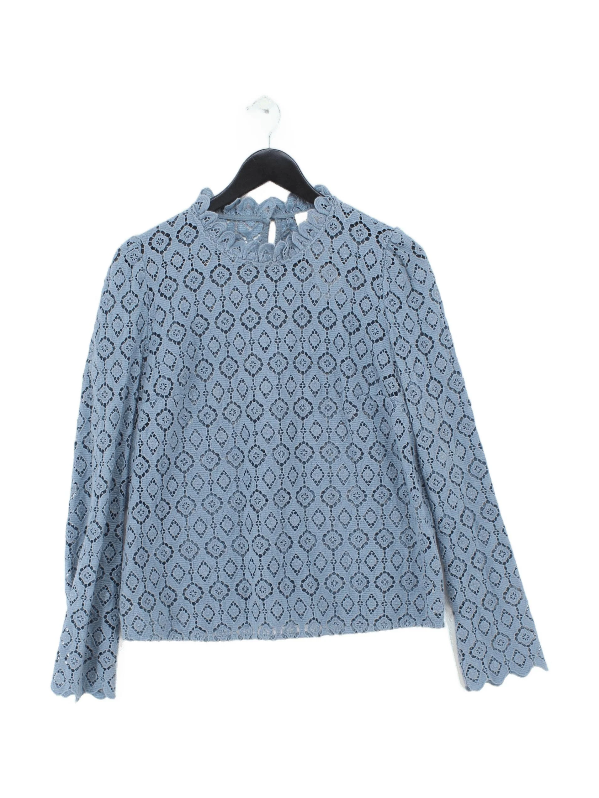 Sezane Women's Top UK 14 Blue Cotton with Polyester Basic