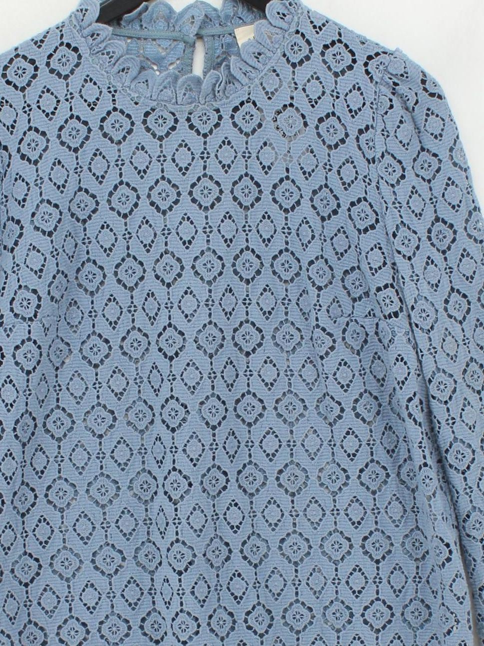 Sezane Women's Top UK 14 Blue Cotton with Polyester Basic - Image 3