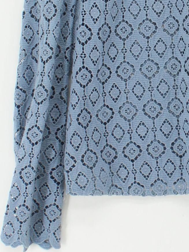Sezane Women's Top UK 14 Blue Cotton with Polyester Basic - Image 4