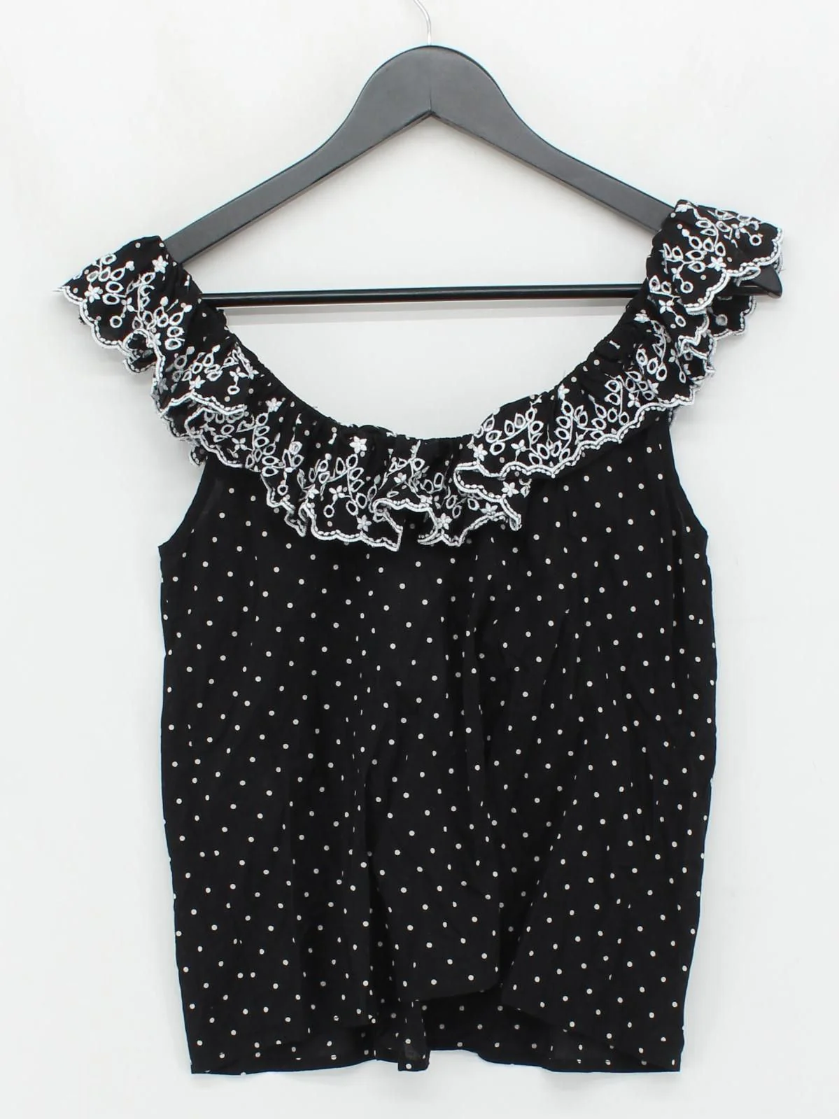 Sezane Women's Top UK 6 Black Cotton with Polyester Basic - Image 2