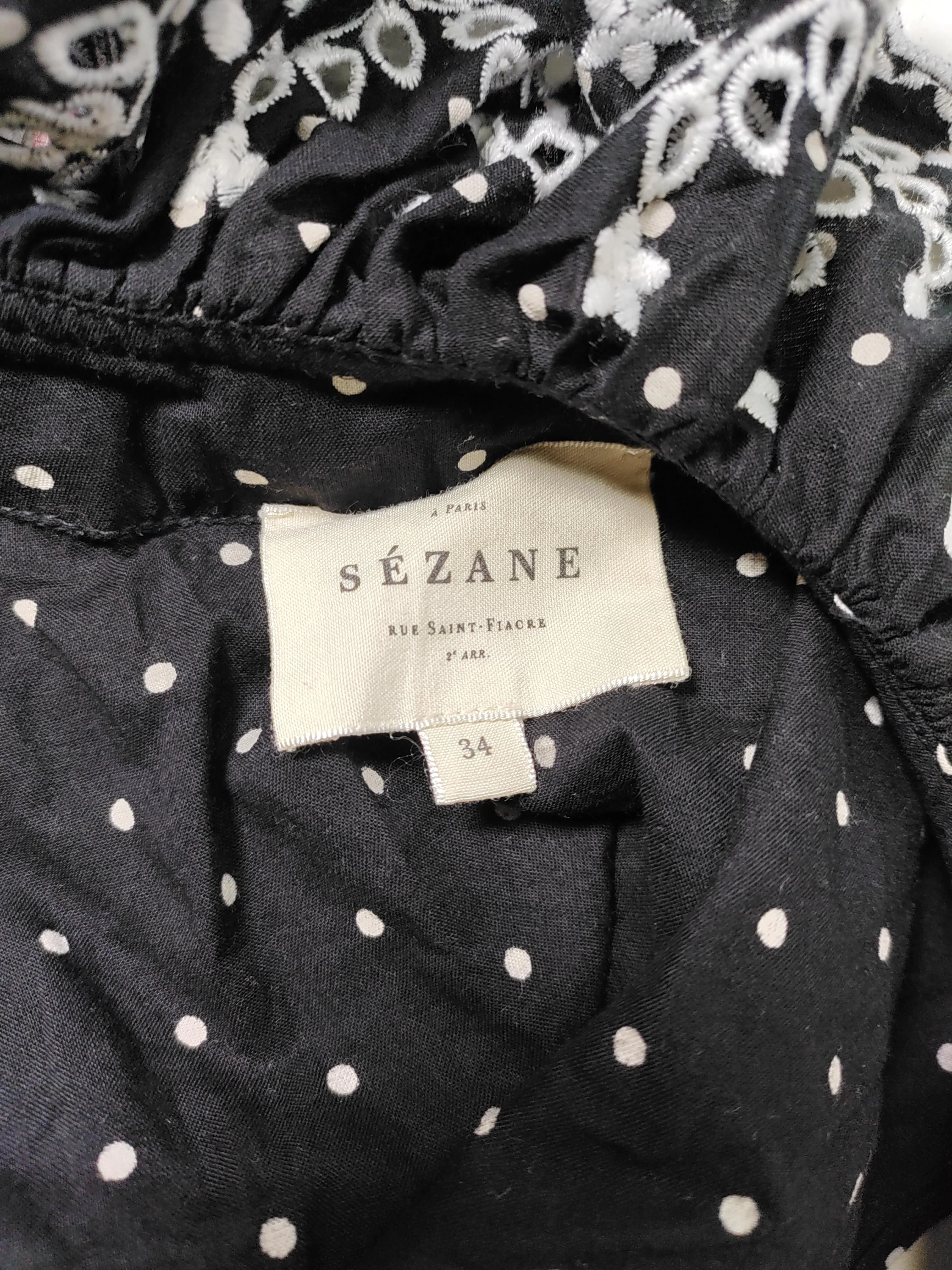 Sezane Women's Top UK 6 Black Cotton with Polyester Basic - Image 5