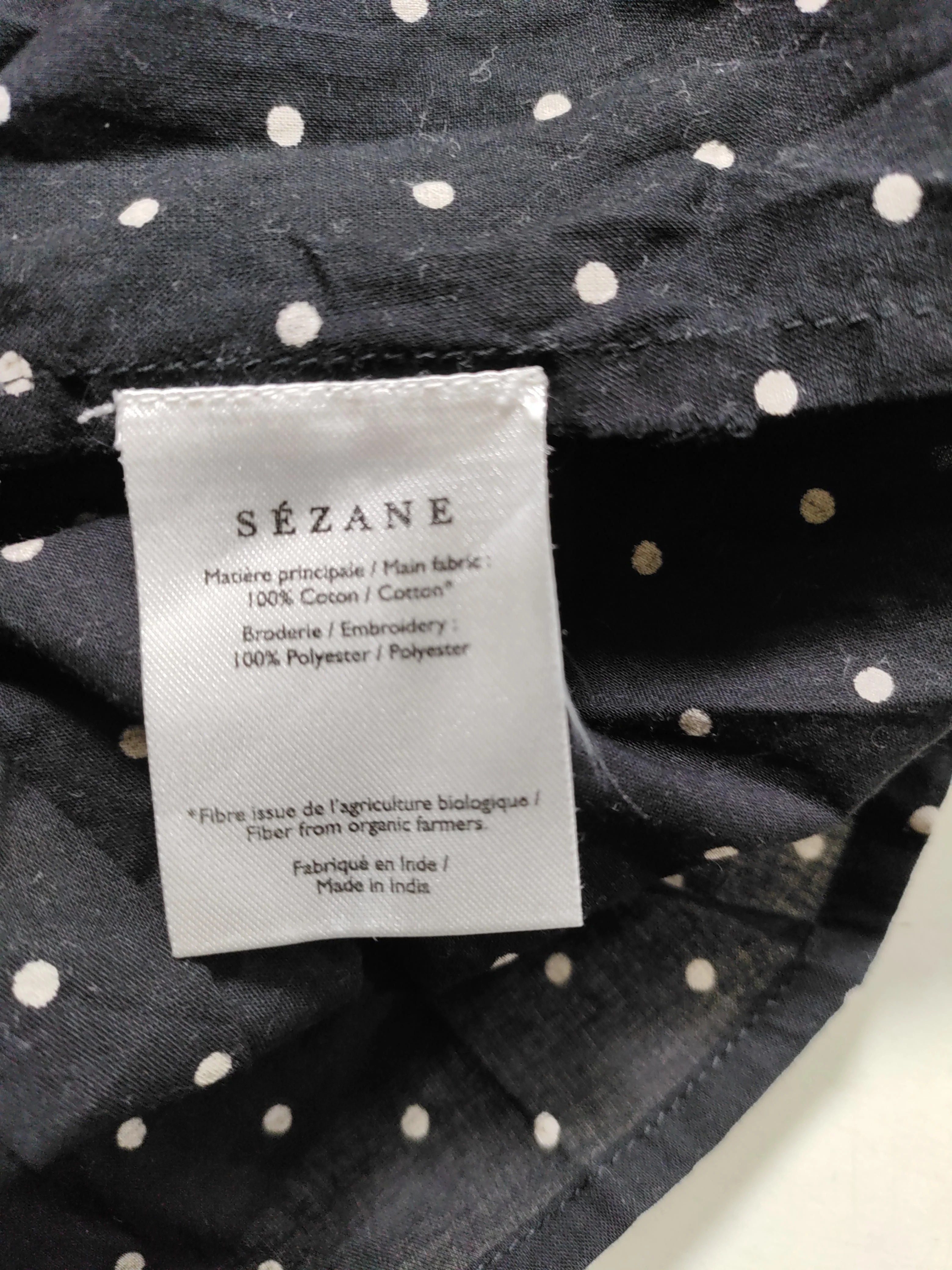 Sezane Women's Top UK 6 Black Cotton with Polyester Basic - Image 6
