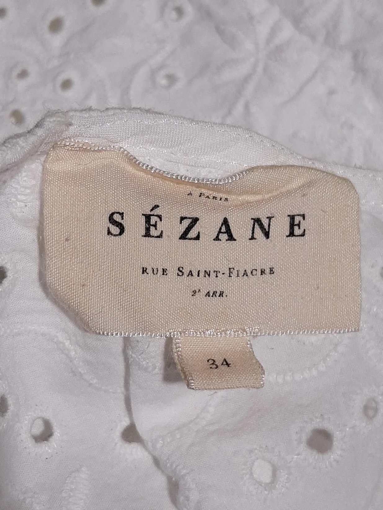 Sezane Women's Top UK 6 White Cotton with Polyester, Viscose Basic - Image 5