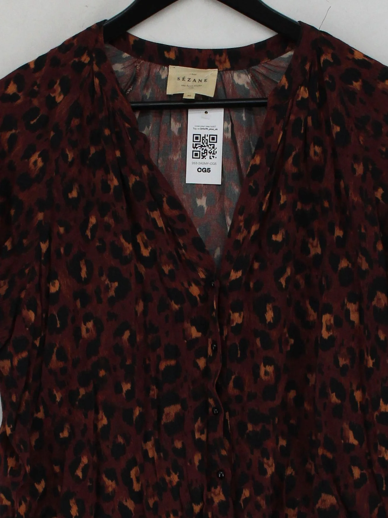 Sezane Women's Top UK 8 Brown 100% Viscose Basic - Image 3