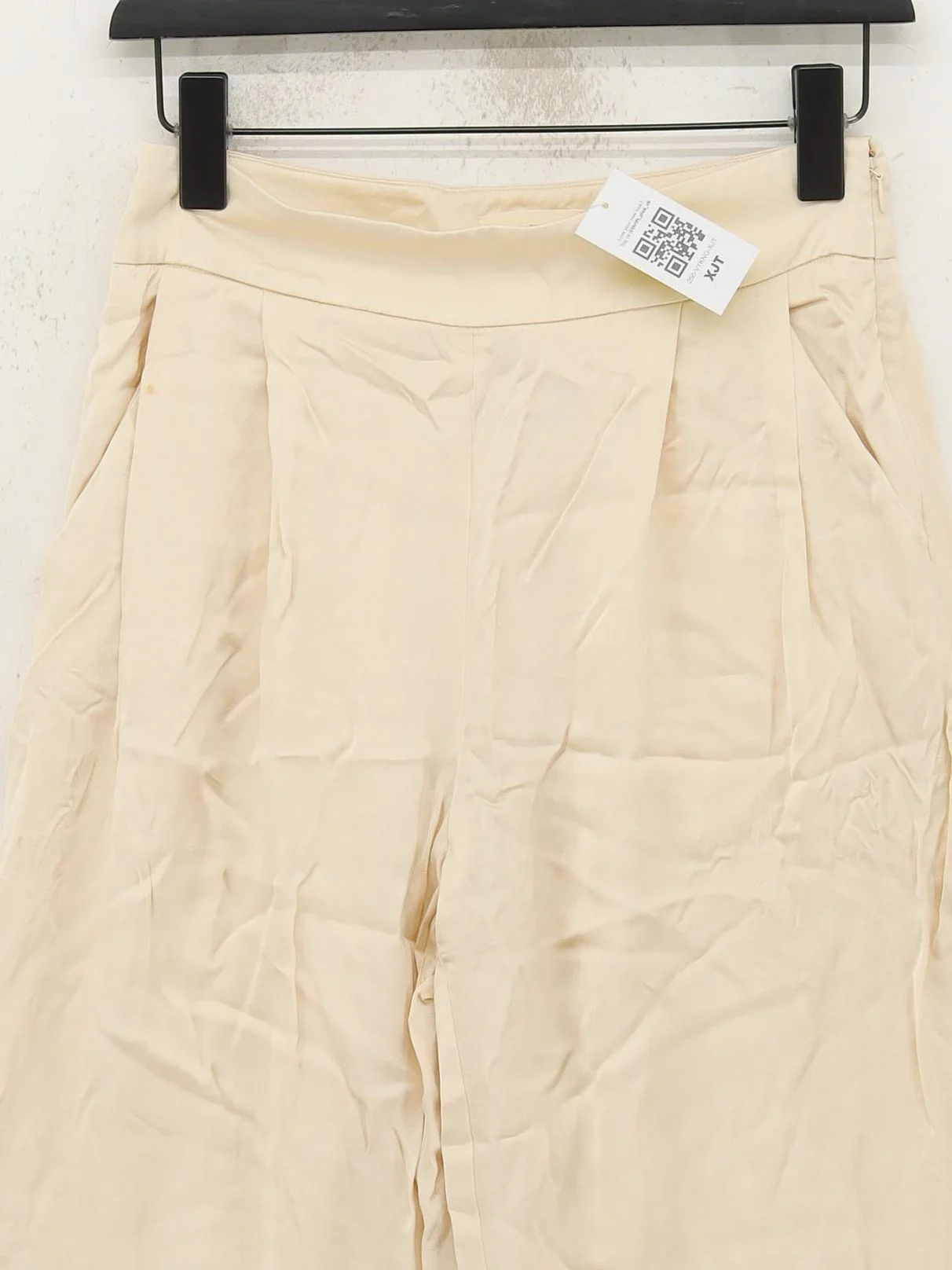 Sezane Women's Trousers UK 10 Cream 100% Viscose Wide-Leg Chino - Image 3