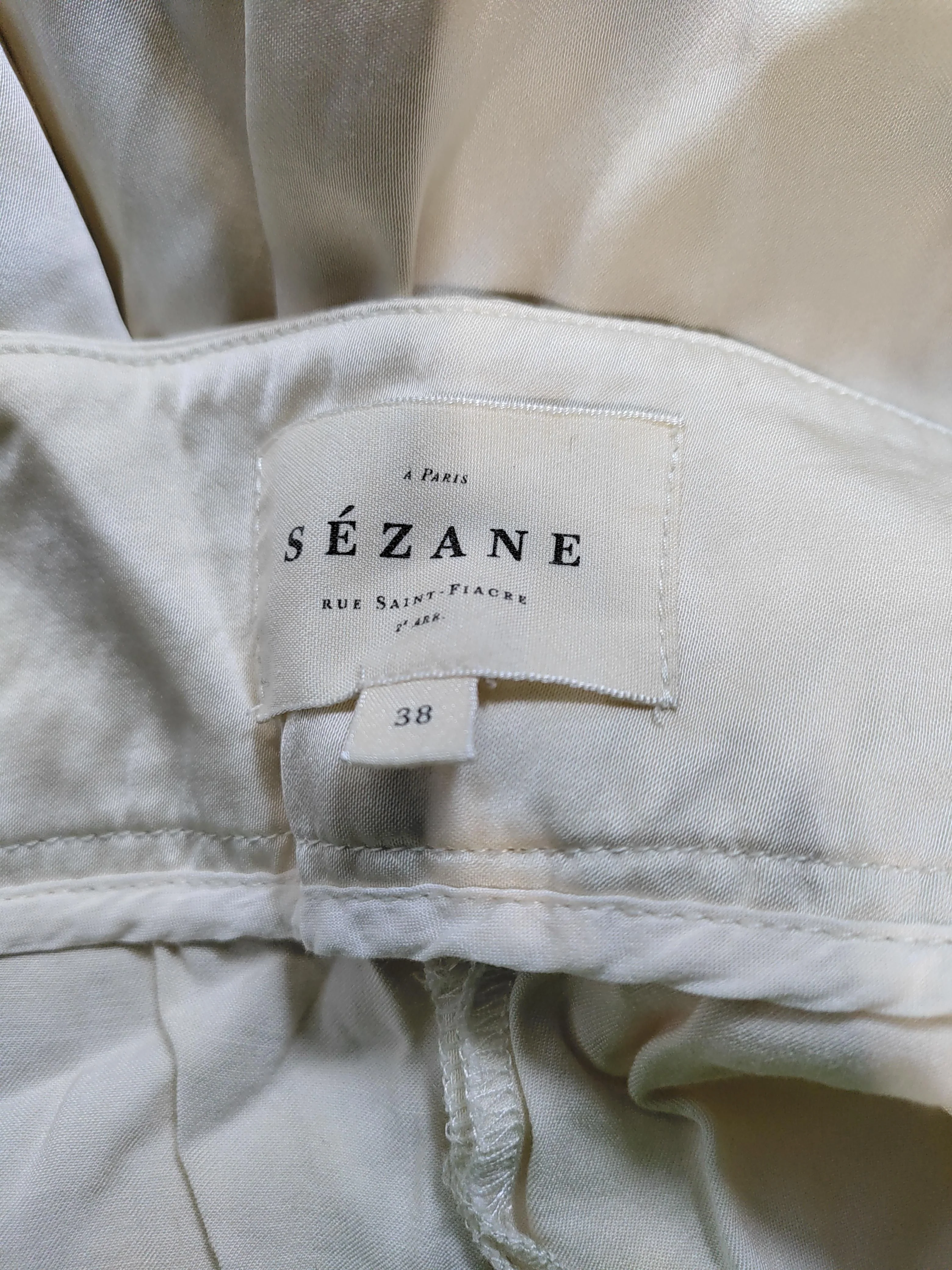 Sezane Women's Trousers UK 10 Cream 100% Viscose Wide-Leg Chino - Image 6