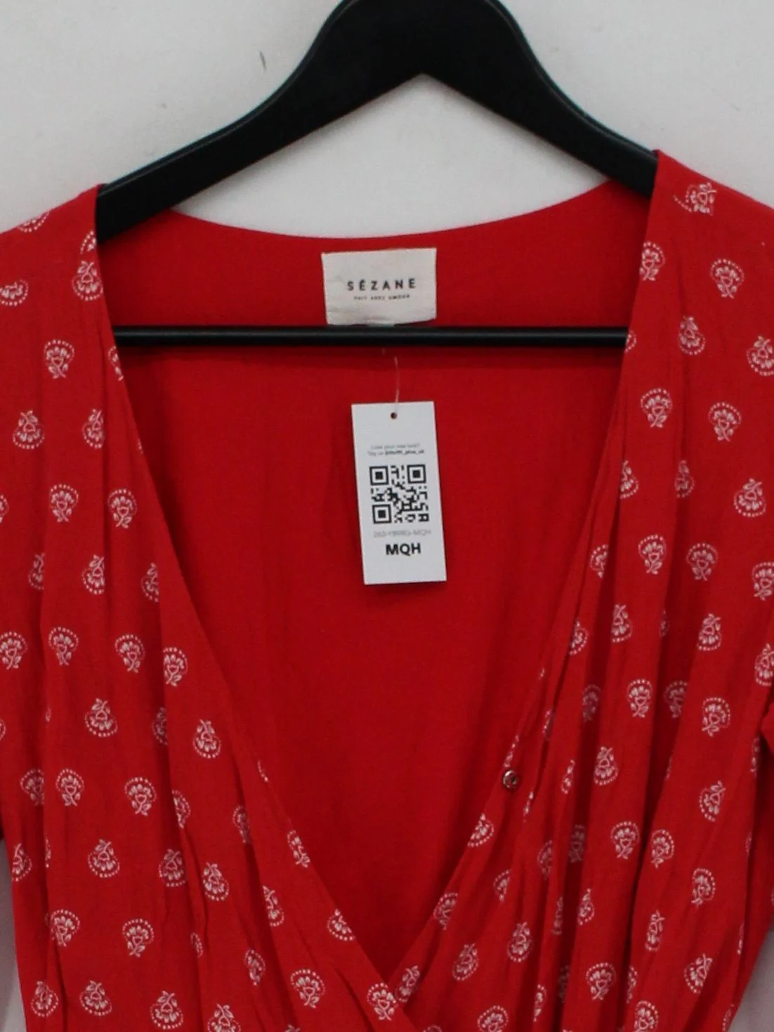 Sezane Wrap Mini Dress UK10 in Red - Image 3
