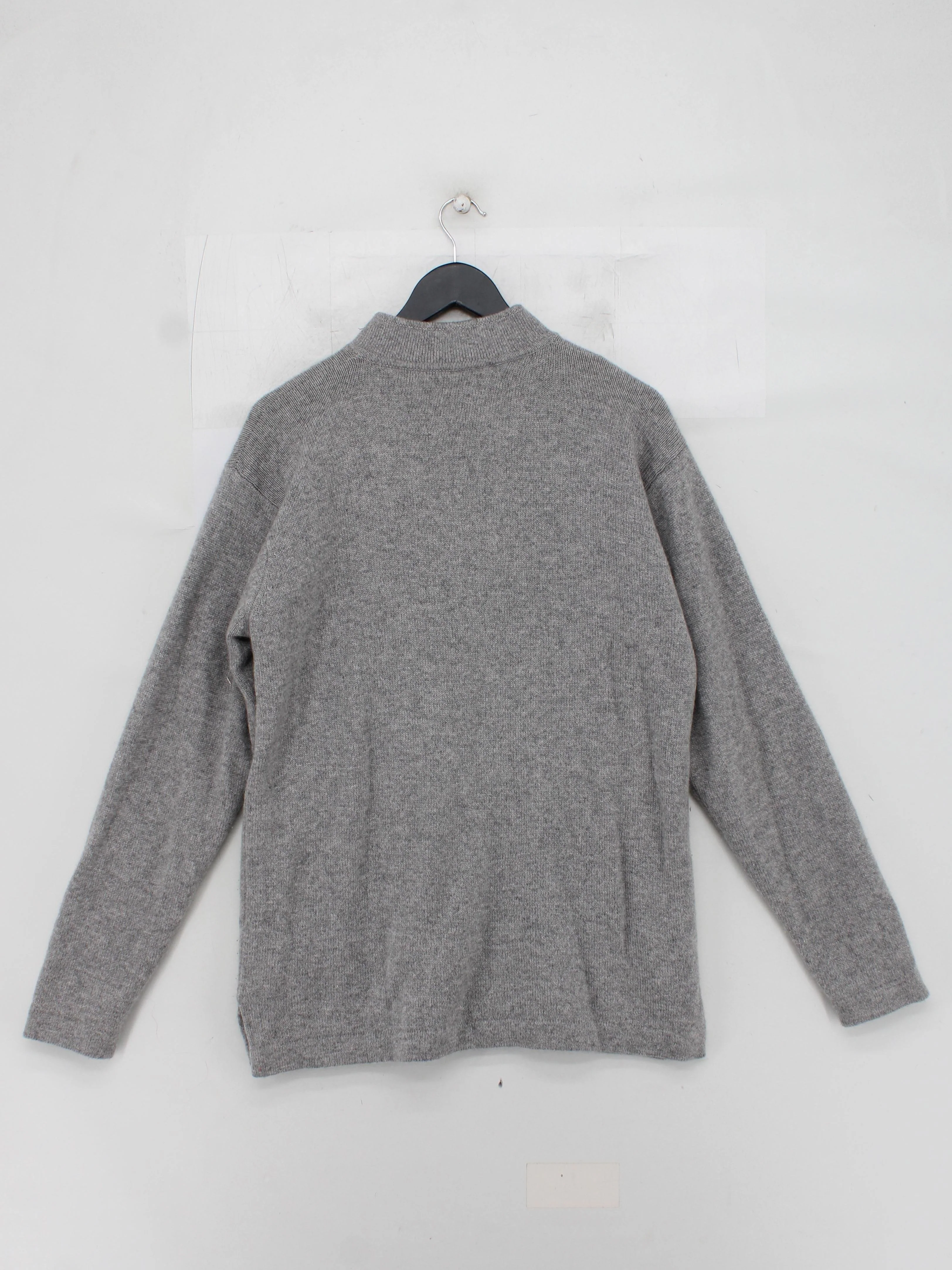 Shanghai Tang Men's Jumper L Grey Cashmere with Silk Mock Neck Pullover - Image 2