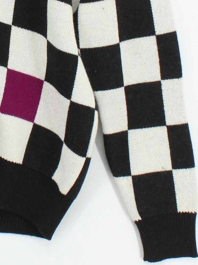 Sheep Inc Men's Cardigan M Multi Checkered 100% Wool V-Neck Cardigan - Image 4