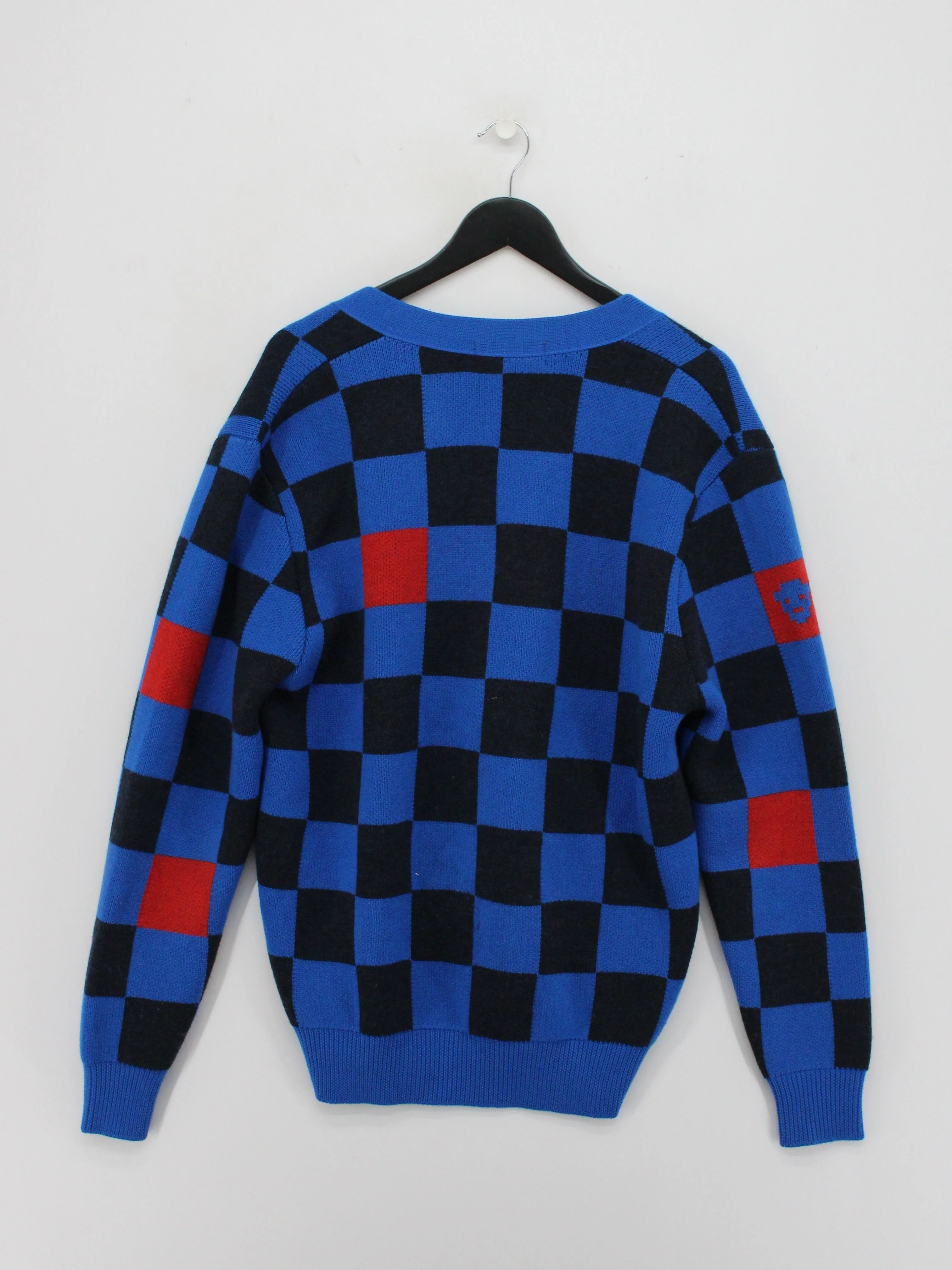 Sheep Inc Men's Cardigan M Multi Checkered 100% Wool V-Neck Cardigan - Image 2