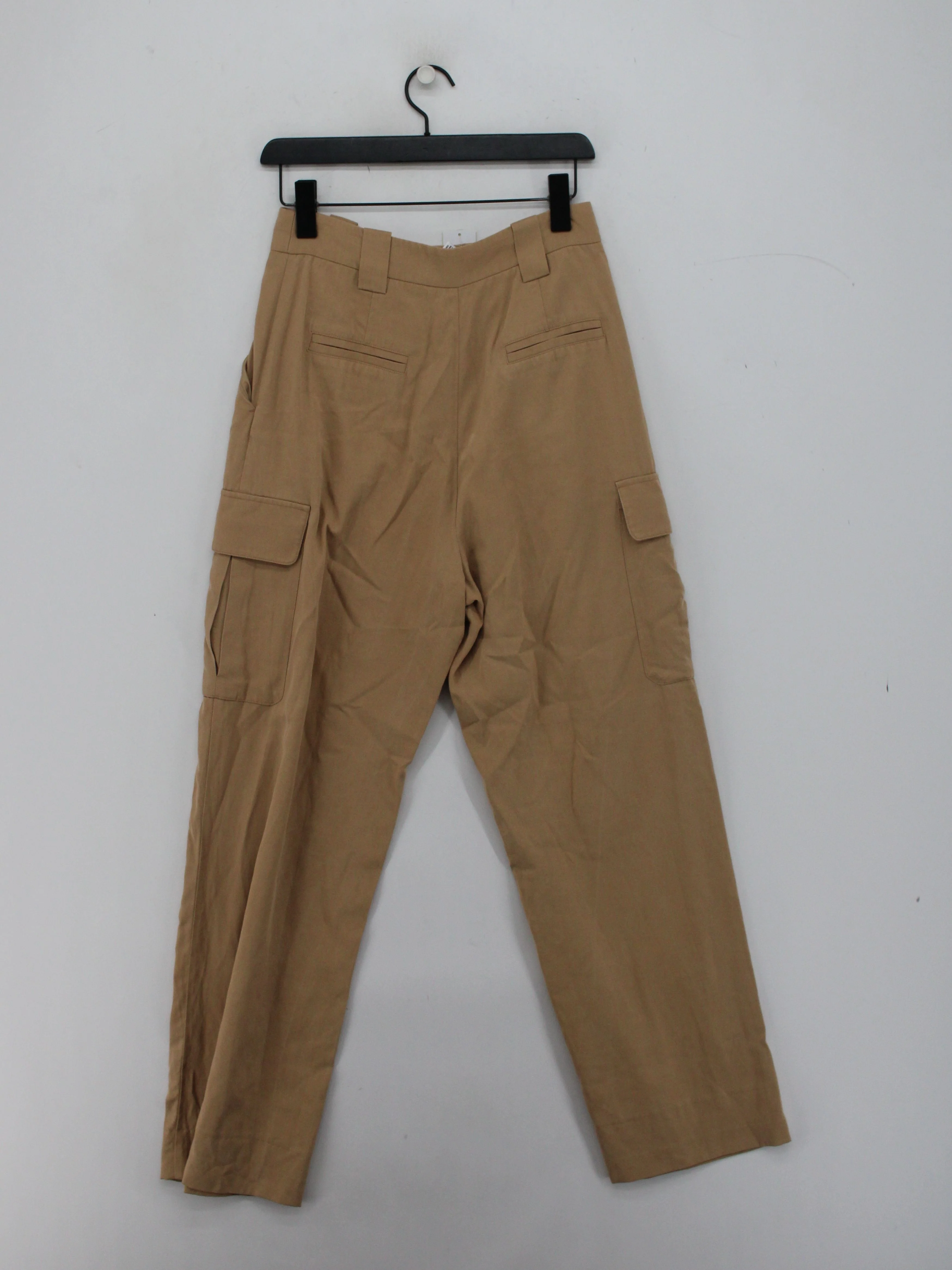 Shona Joy Women's Trousers UK 10 Tan Lyocell Modal with Cotton Wide-Leg Cargo - Image 2