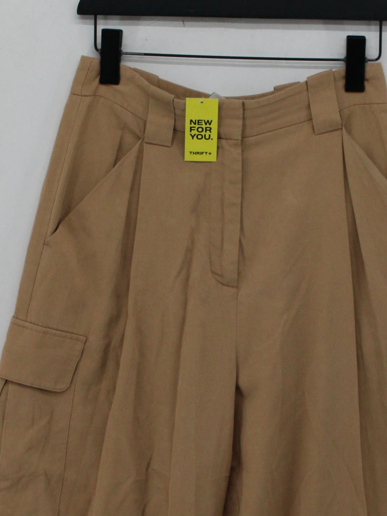 Shona Joy Women's Trousers UK 10 Tan Lyocell Modal with Cotton Wide-Leg Cargo - Image 3