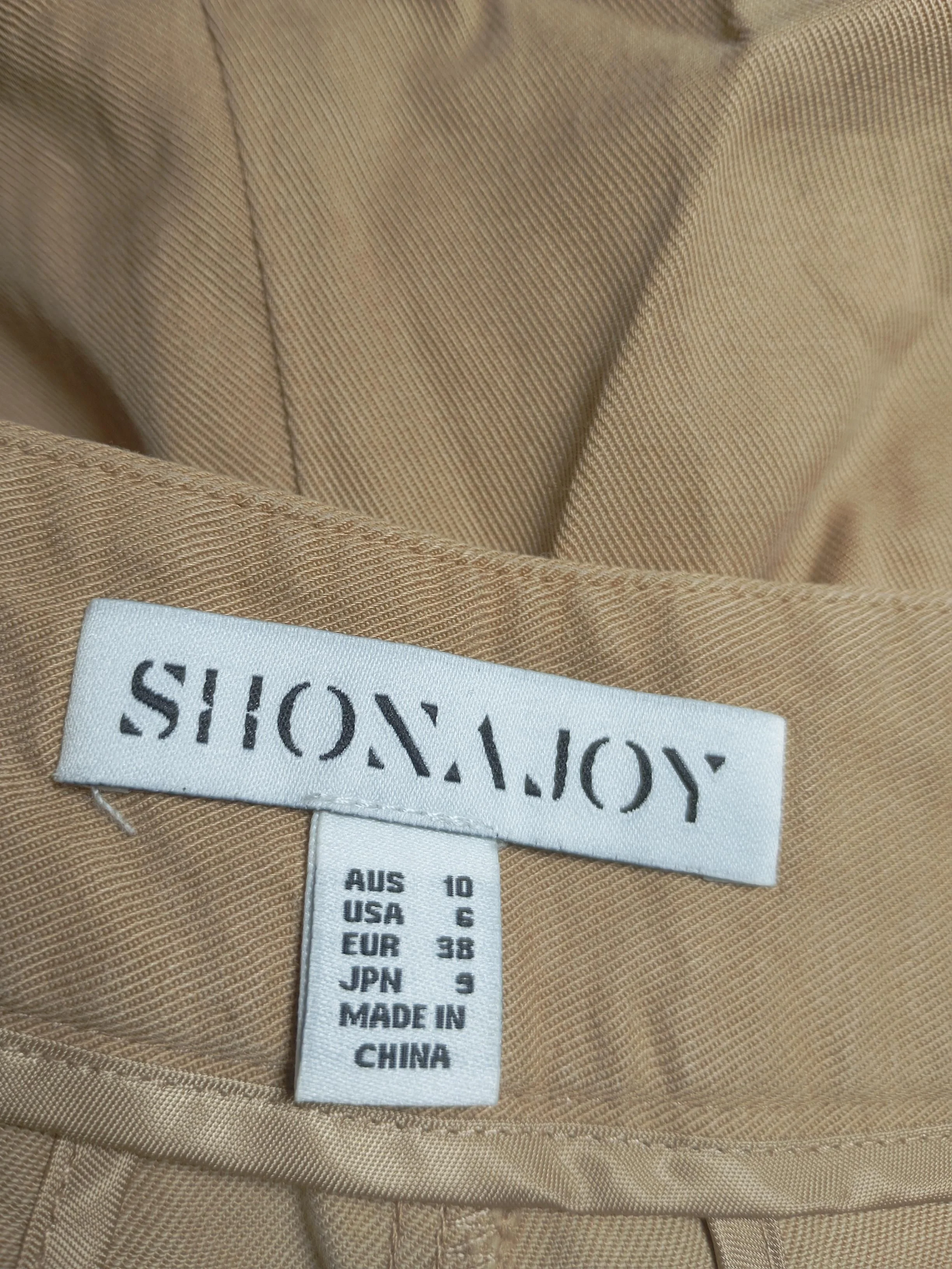 Shona Joy Women's Trousers UK 10 Tan Lyocell Modal with Cotton Wide-Leg Cargo - Image 5
