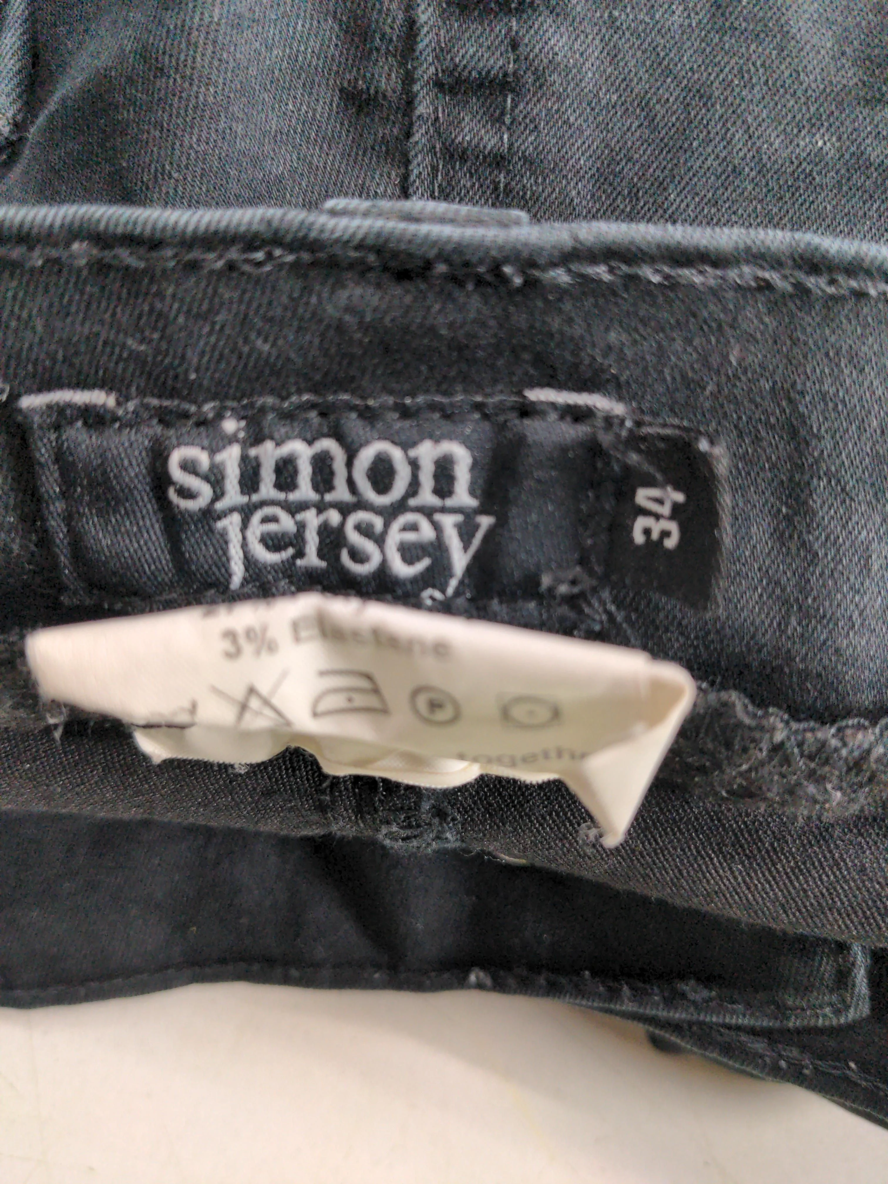 Simon Jersey Men's Jeans W 34 in Black Cotton with Polyester, Elastane Straight - Image 5