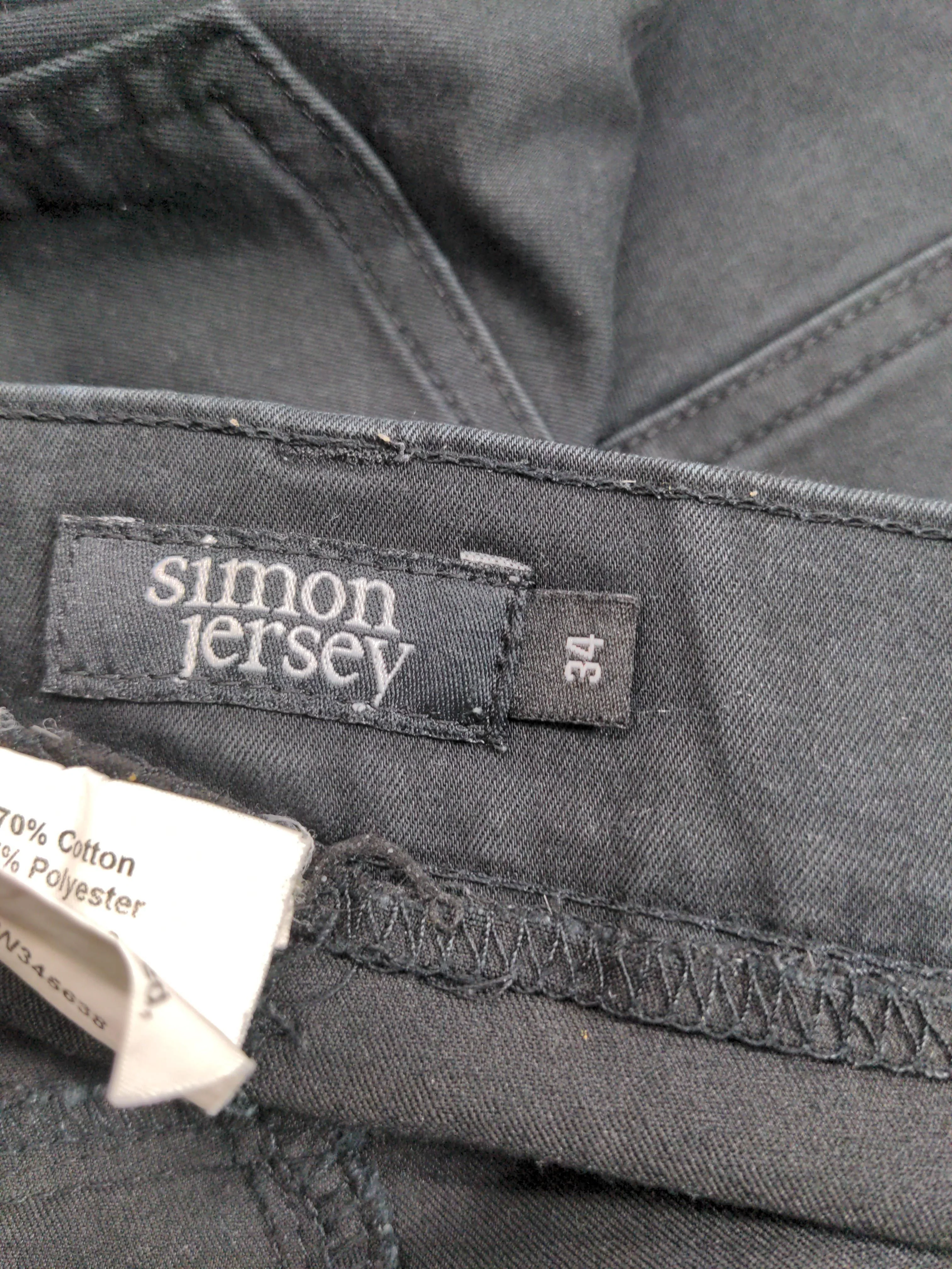 Simon Jersey Men's Trousers W 34 in Black Cotton with Polyester, Elastane Chino - Image 5