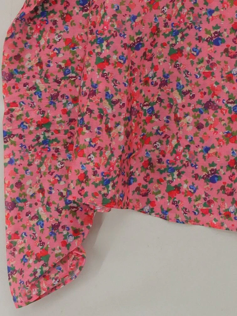 Sister Jane Women's Blouse S Pink Floral 100% Other Long Sleeve Collared Basic - Image 4