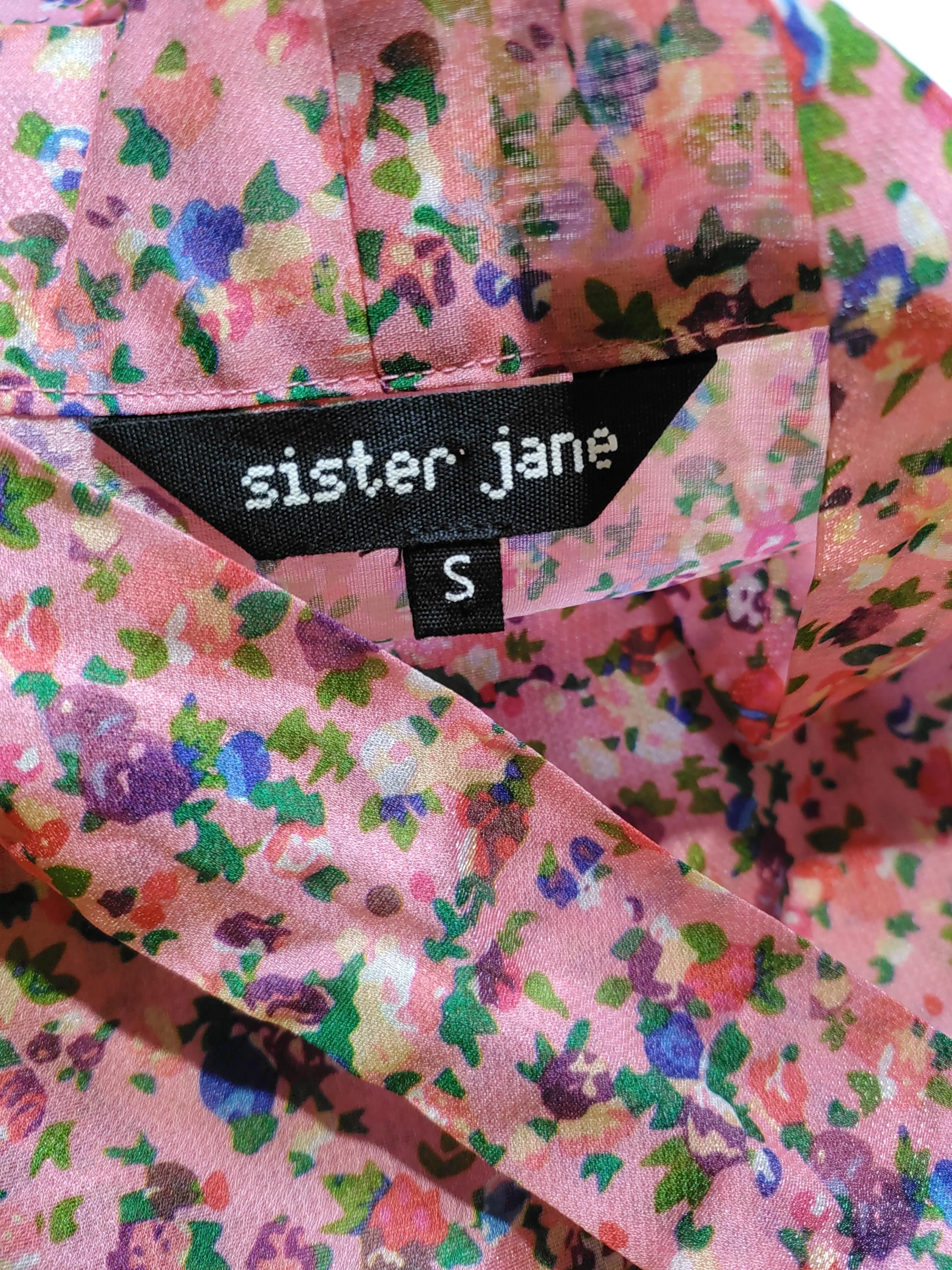 Sister Jane Women's Blouse S Pink Floral 100% Other Long Sleeve Collared Basic - Image 5