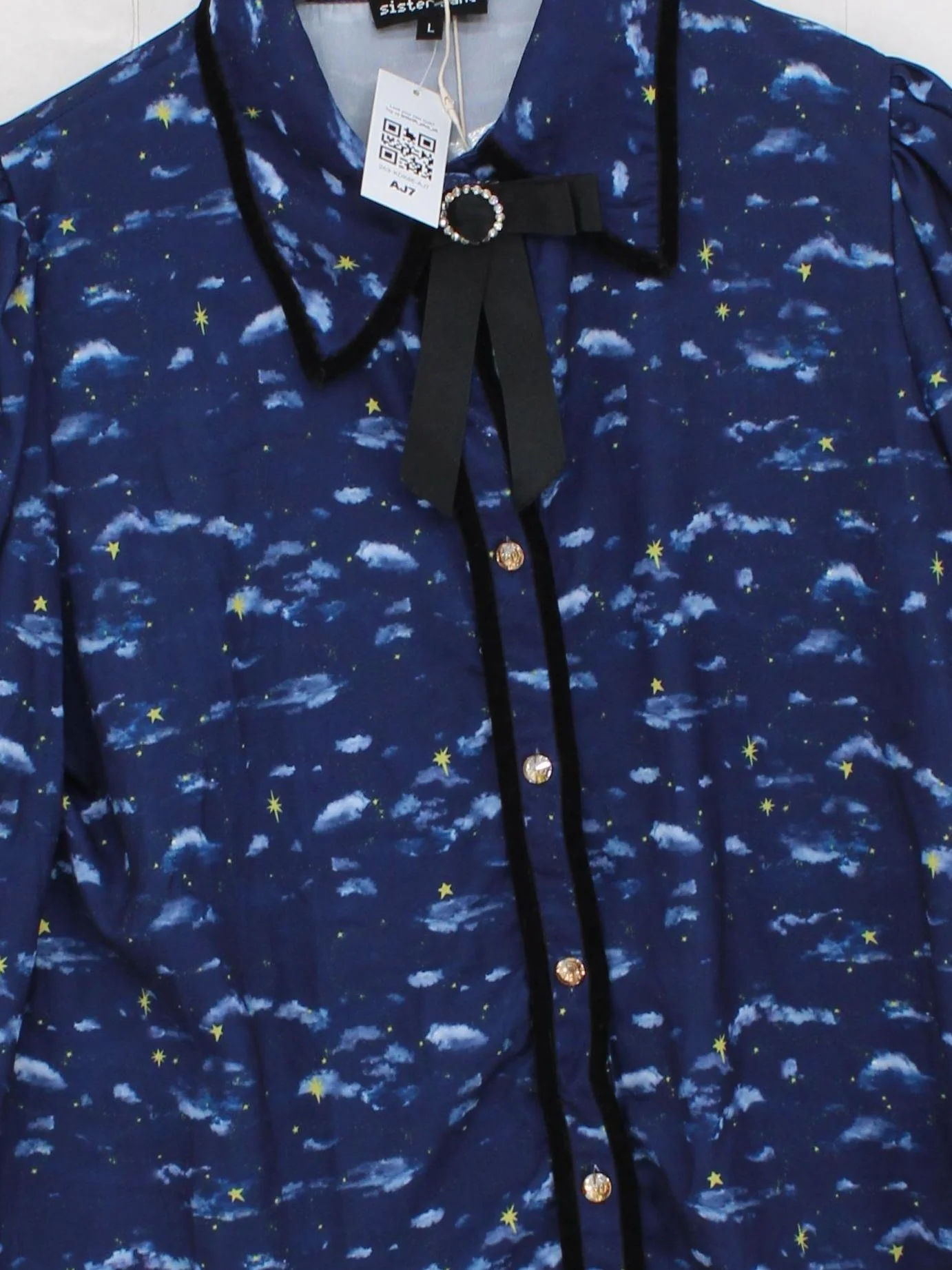 Sister Jane Women's Shirt L Blue 100% Polyester Basic New with tags - Image 3