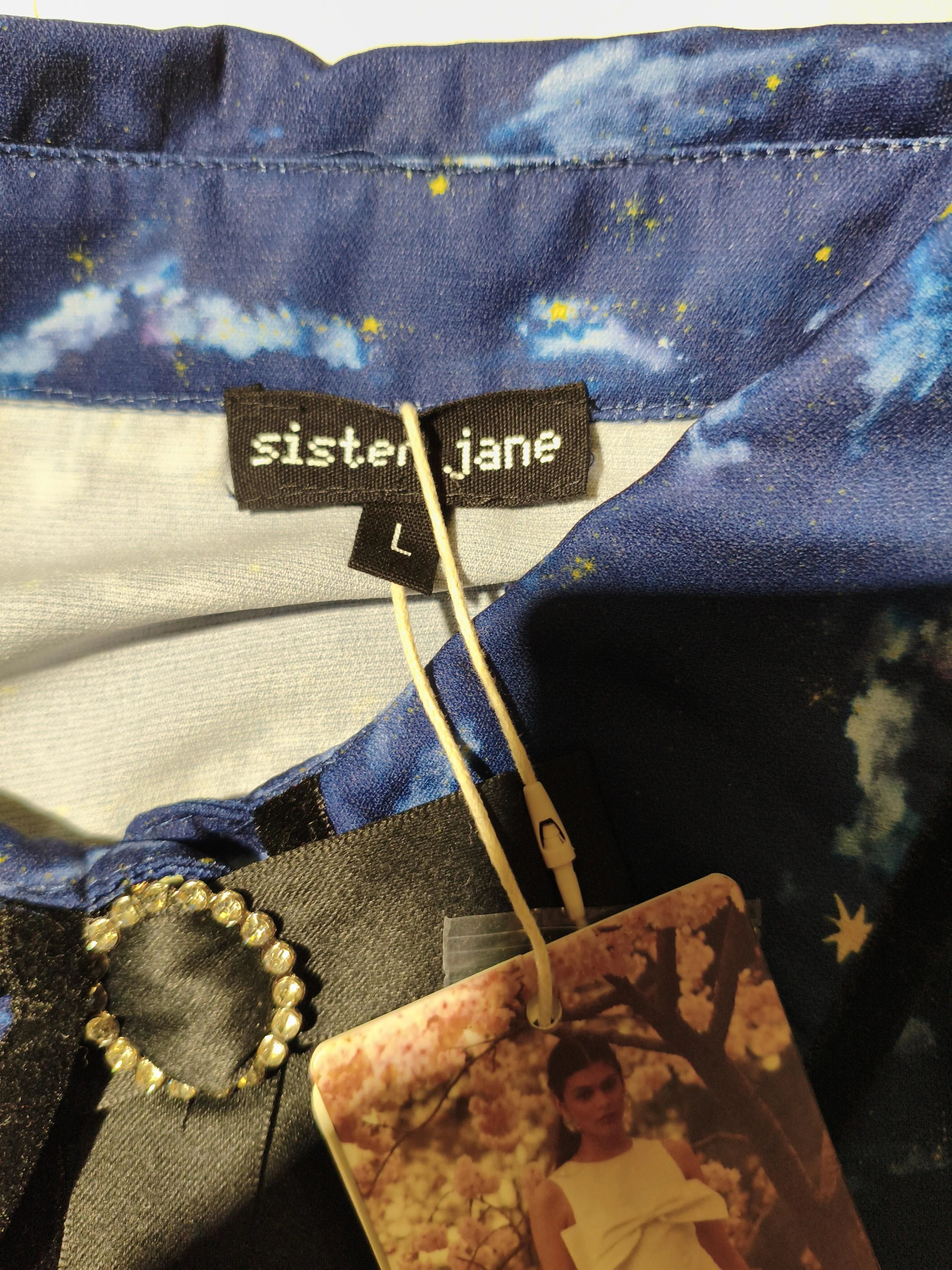 Sister Jane Women's Shirt L Blue 100% Polyester Basic New with tags - Image 5