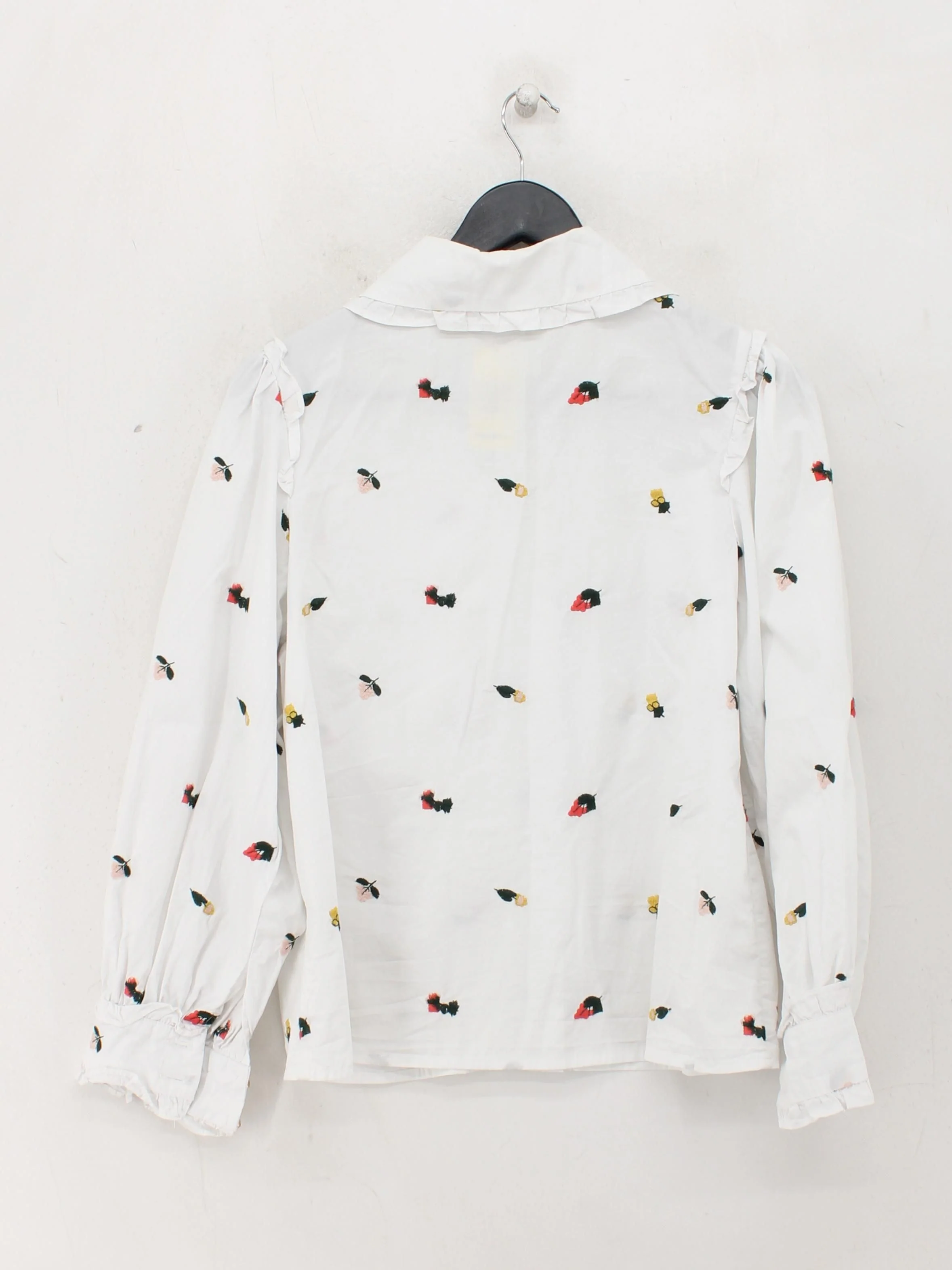 Sister Jane Women's Shirt S White Floral 100% Cotton Long Sleeve Collared Basic - Image 2