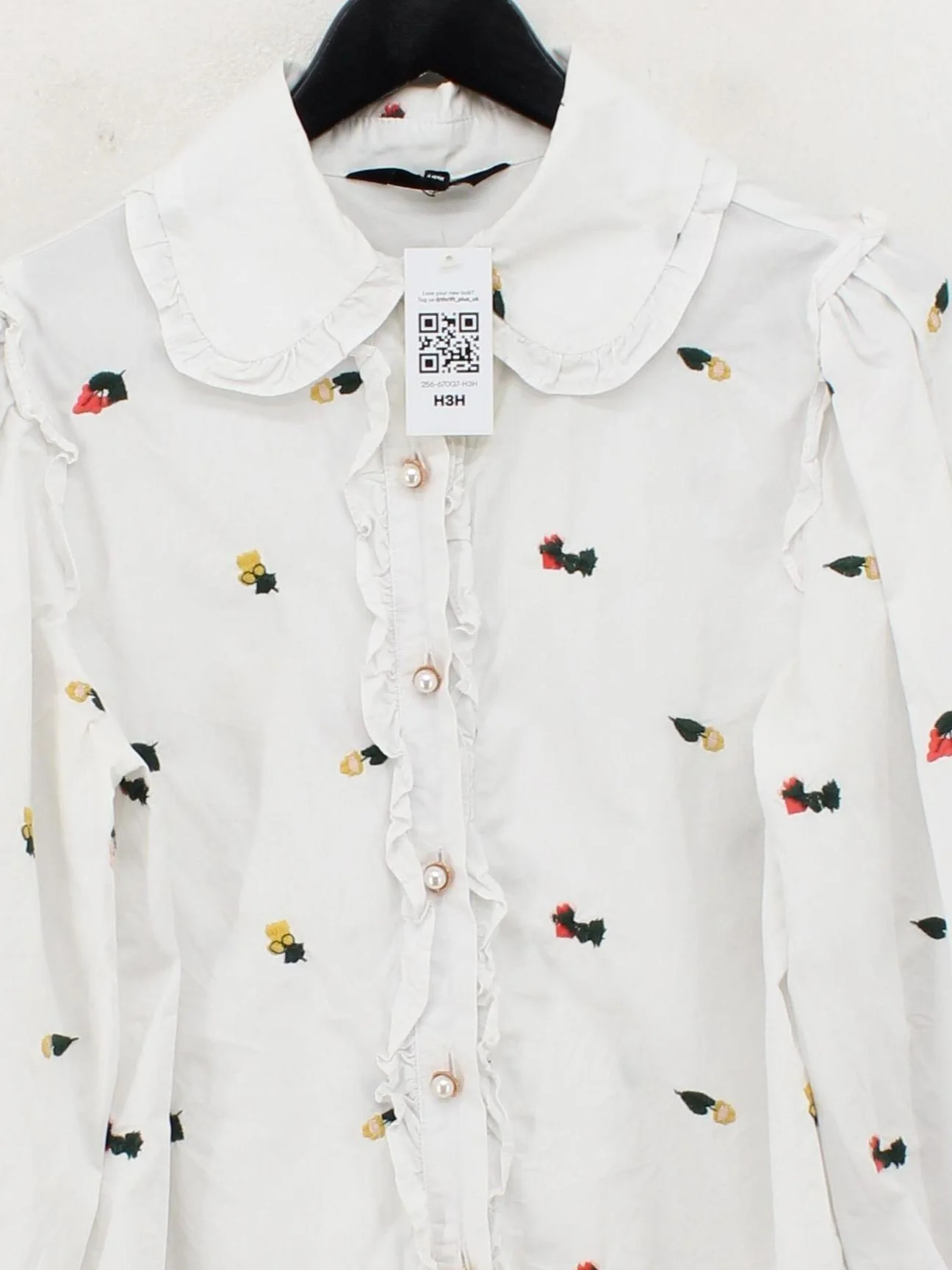 Sister Jane Women's Shirt S White Floral 100% Cotton Long Sleeve Collared Basic - Image 3