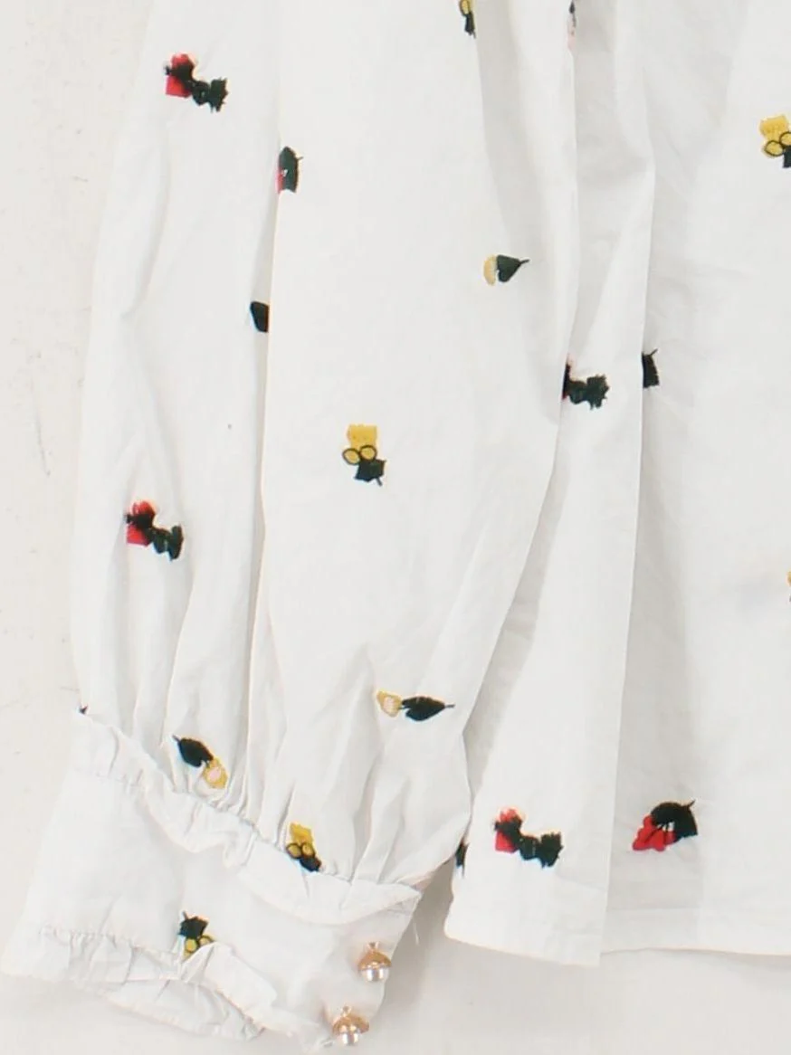 Sister Jane Women's Shirt S White Floral 100% Cotton Long Sleeve Collared Basic - Image 4