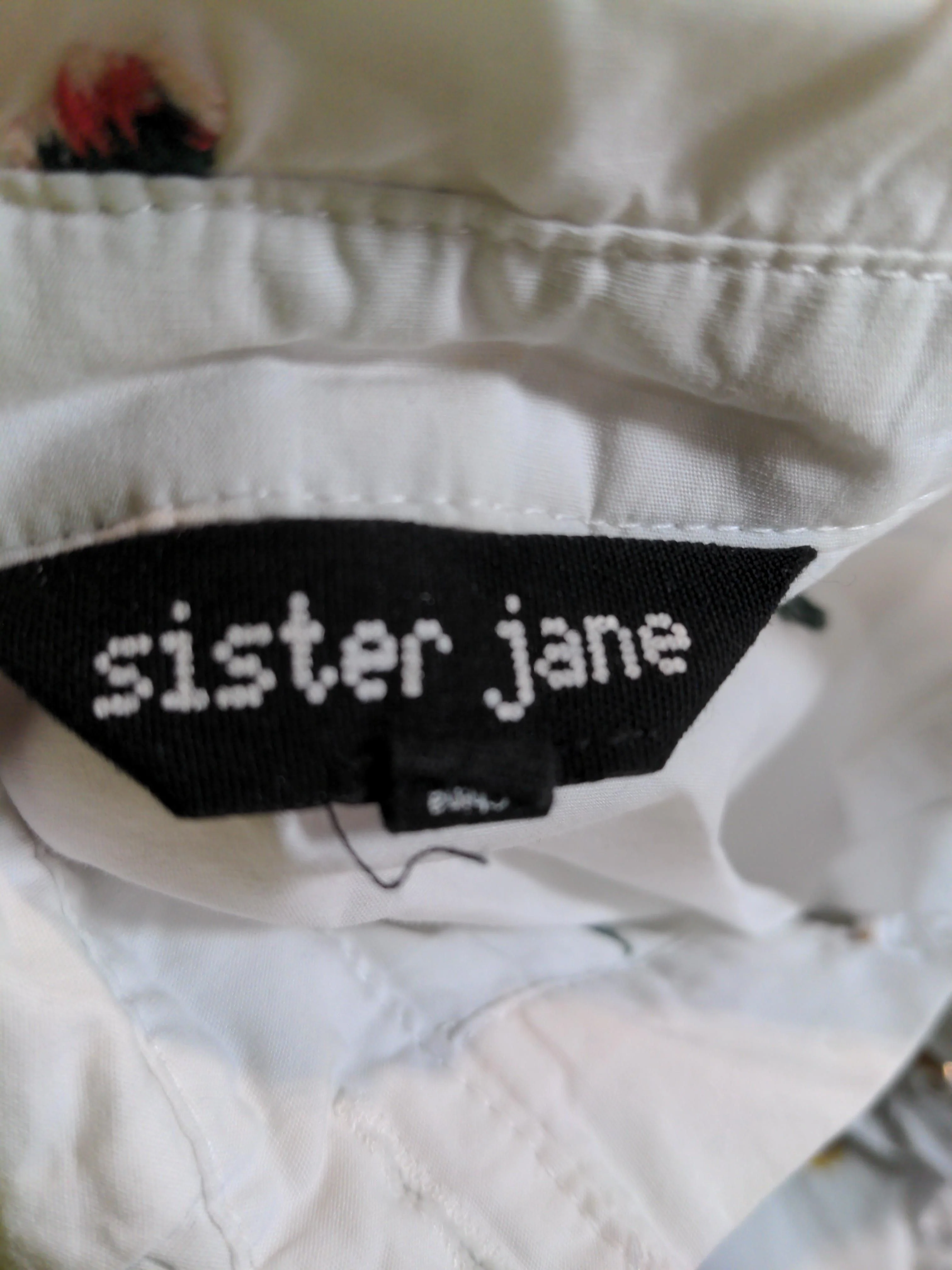 Sister Jane Women's Shirt S White Floral 100% Cotton Long Sleeve Collared Basic - Image 5