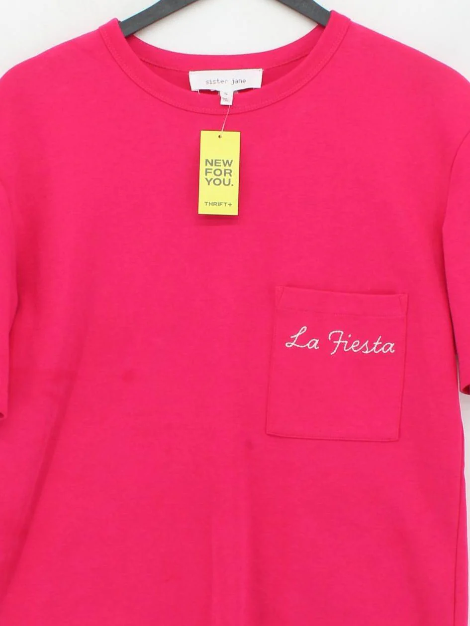Sister Jane Women's T-Shirt S Pink Cotton with Elastane Basic - Image 3