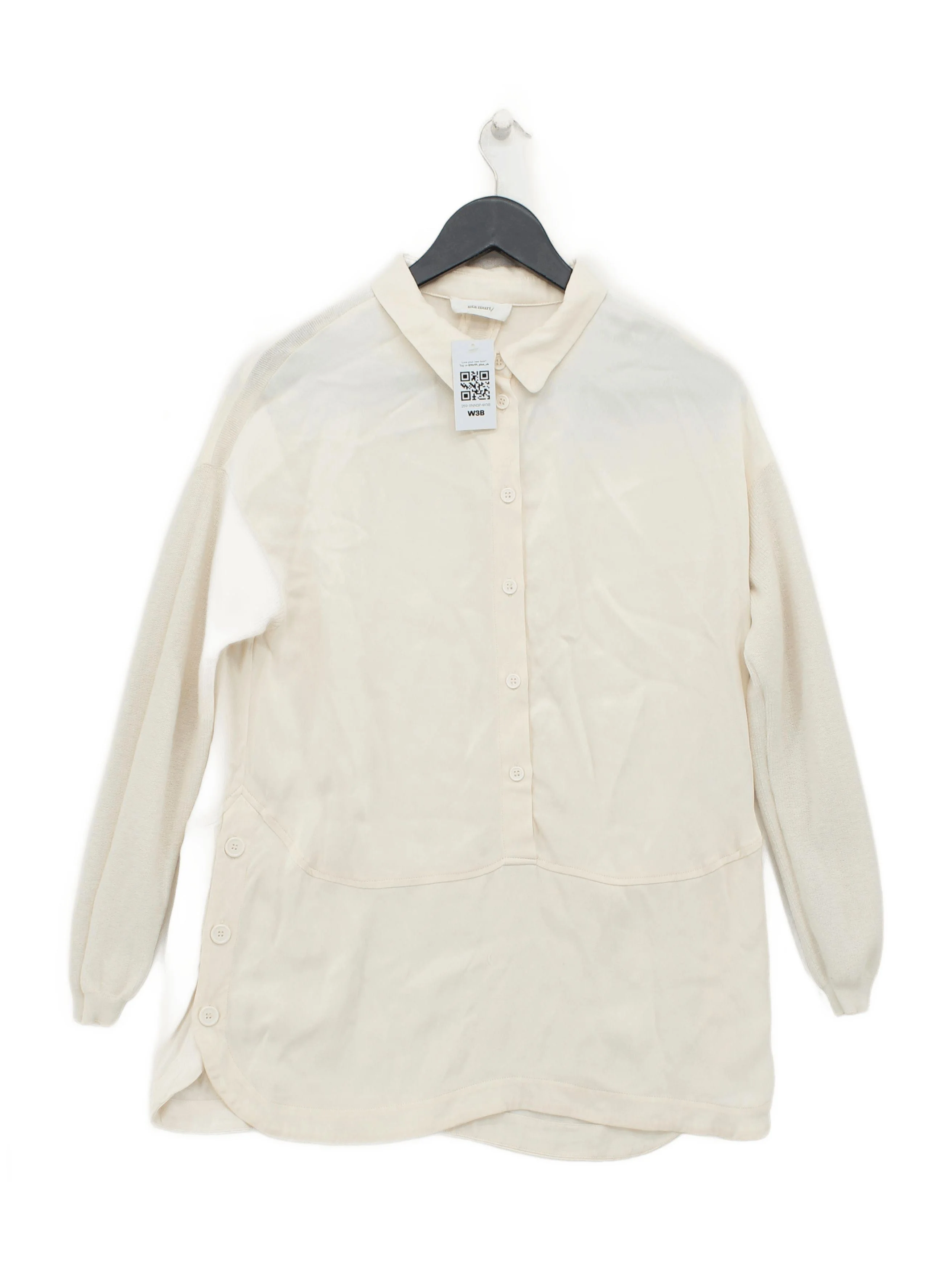 Sita Murt Women's Shirt UK 12 Cream Viscose with Cotton, Wool Basic