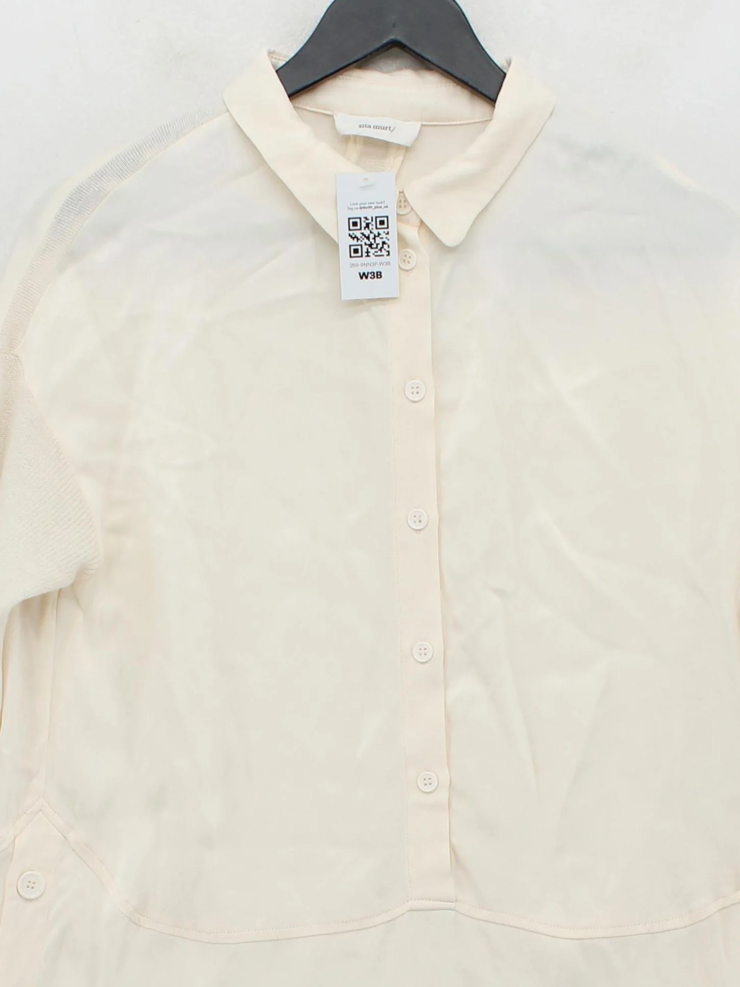 Sita Murt Women's Shirt UK 12 Cream Viscose with Cotton, Wool Basic - Image 3