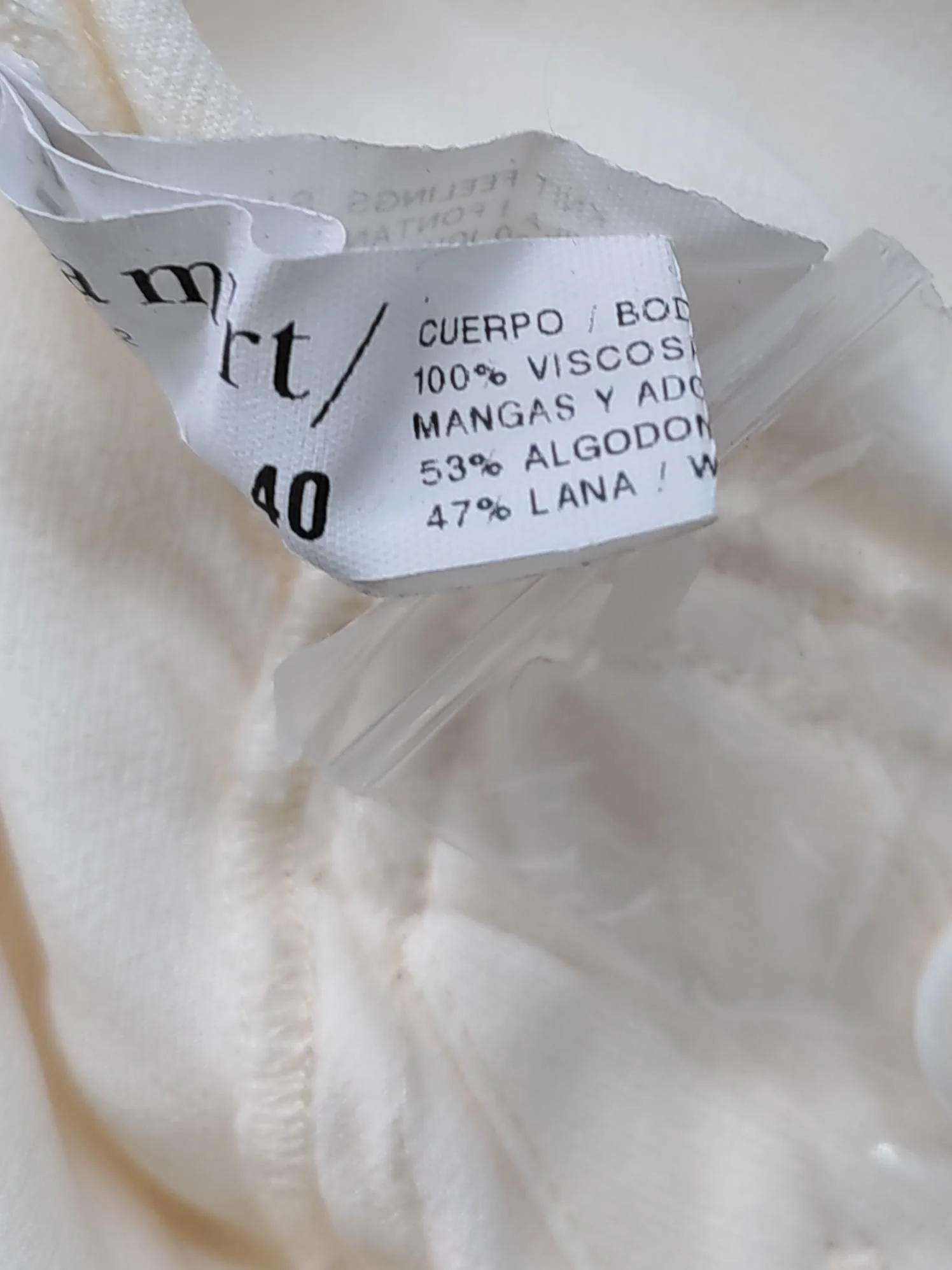 Sita Murt Women's Shirt UK 12 Cream Viscose with Cotton, Wool Basic - Image 8