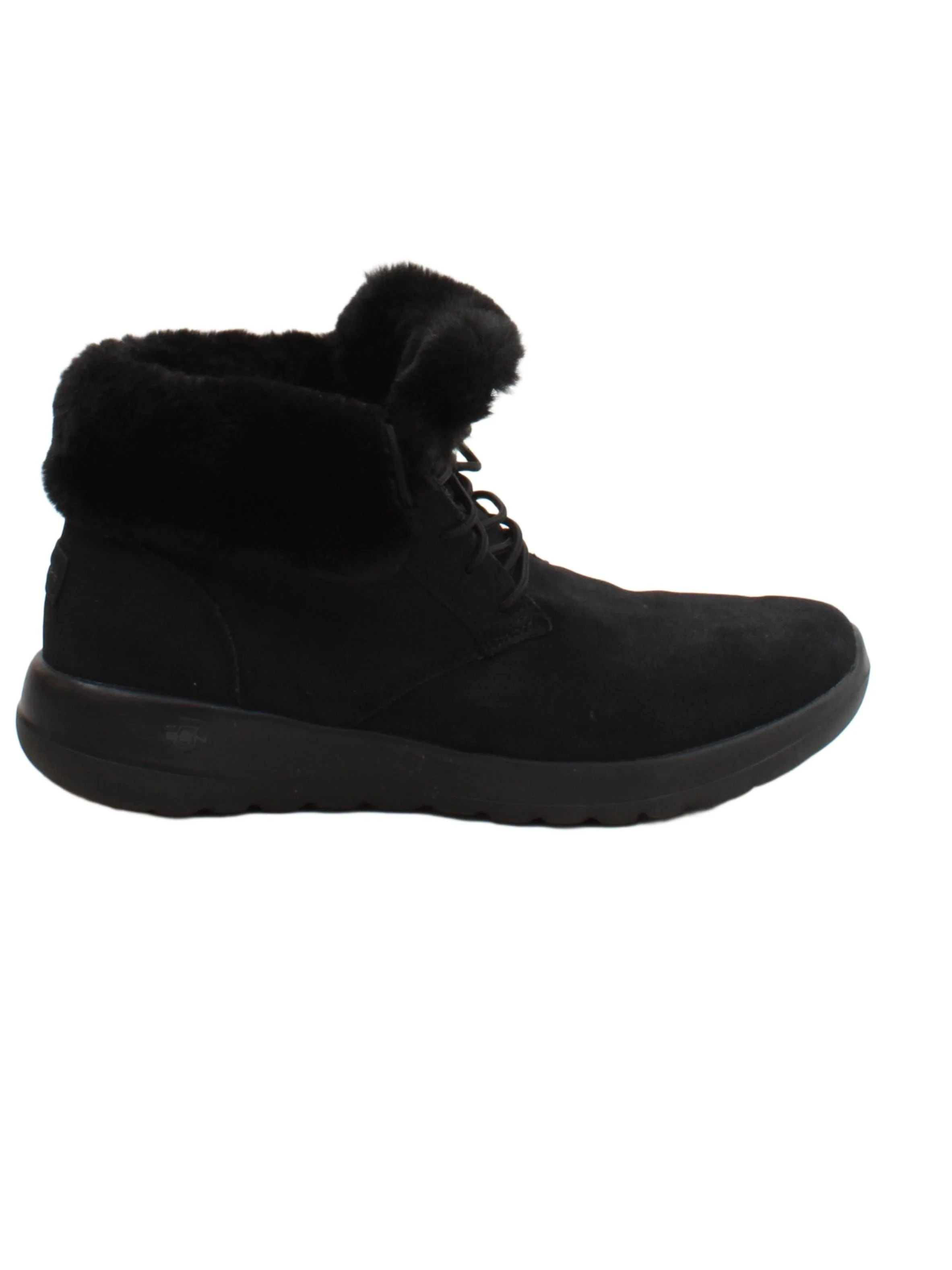 Skechers Women's Boots UK 8 Black Suede with Faux Fur Combat