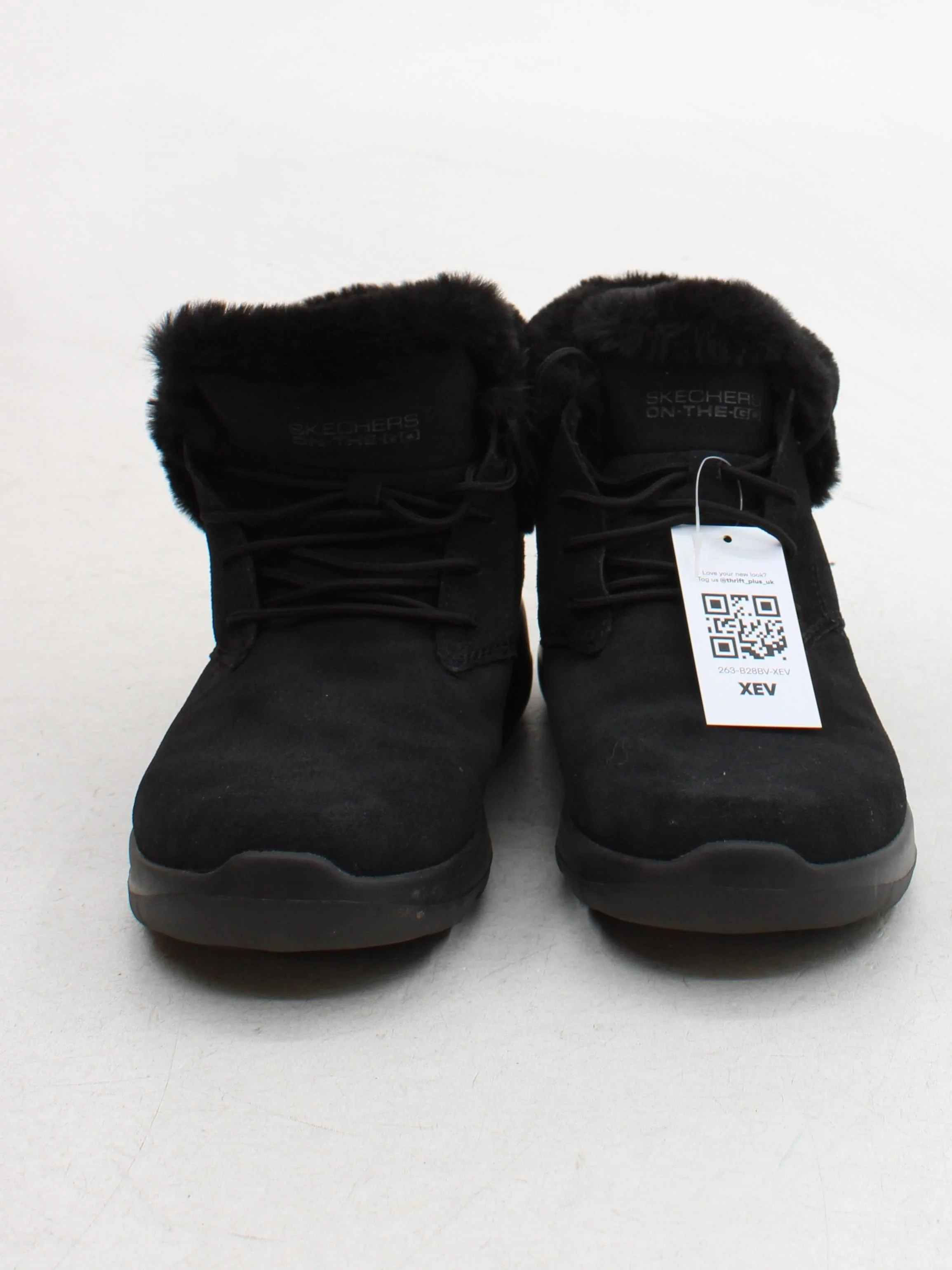 Skechers Women's Boots UK 8 Black Suede with Faux Fur Combat - Image 2