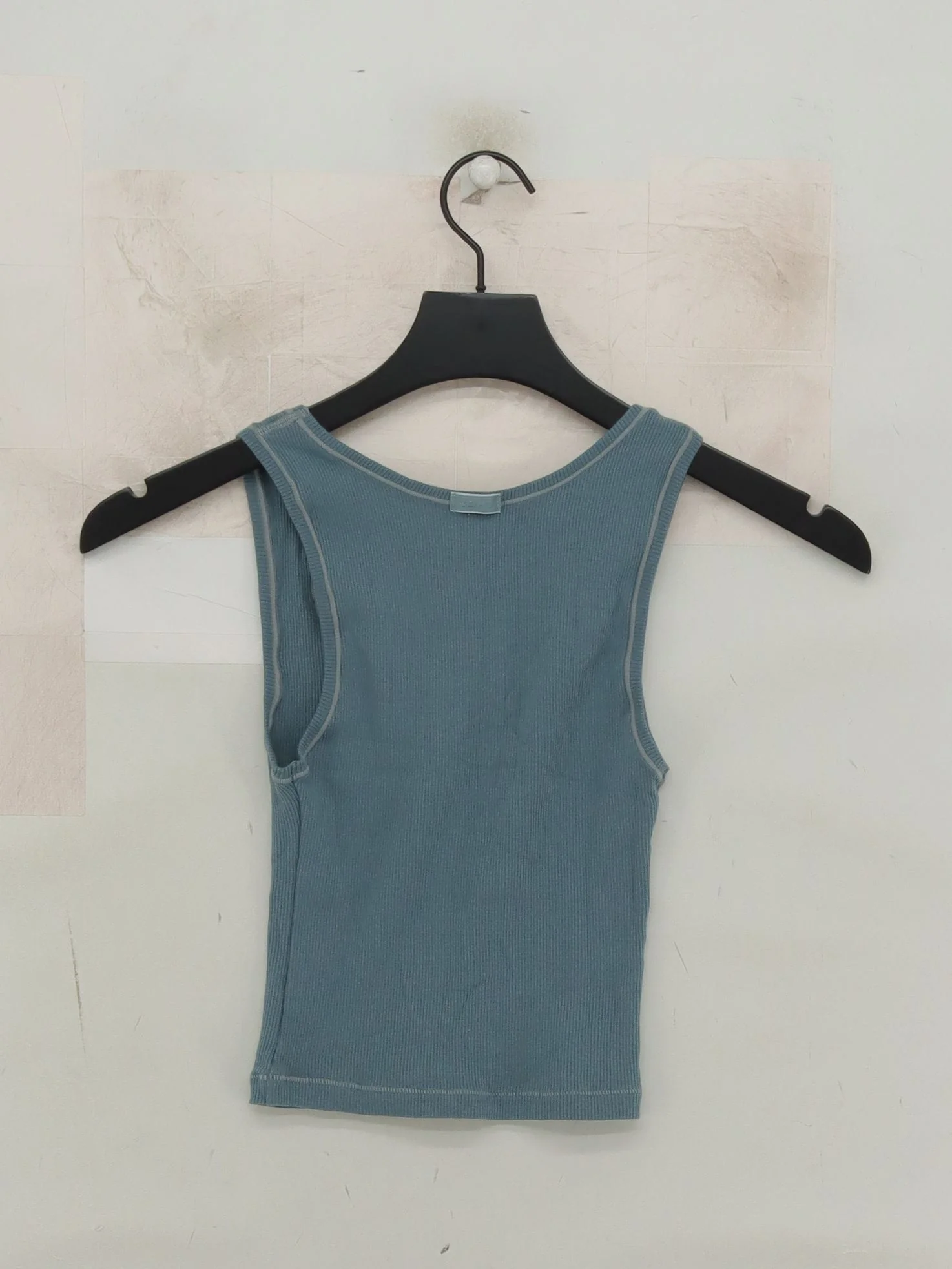 Skims Women's T-Shirt S Blue Cotton with Elastane Sleeveless Round Neck Basic - Image 2