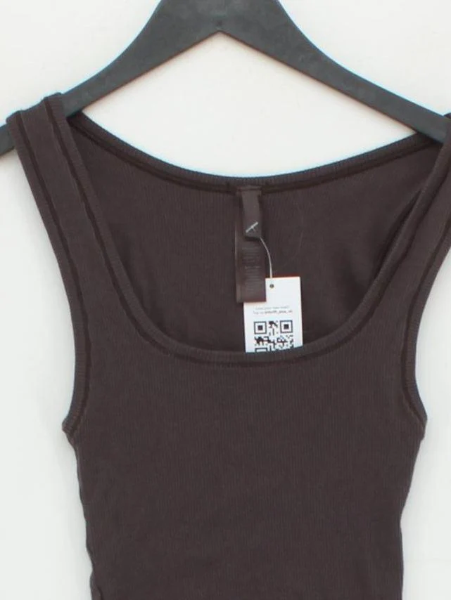 Skims Women's T-Shirt XS Brown Cotton with Elastane Sleeveless Round Neck Basic - Image 3