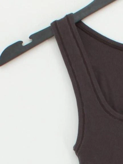 Skims Women's T-Shirt XS Brown Cotton with Elastane Sleeveless Round Neck Basic - Image 4
